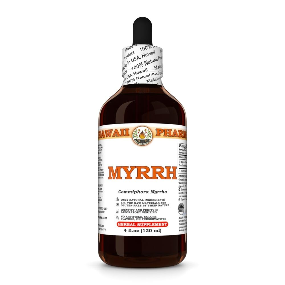 Organic Myrrh Liquid Extract (Commiphora Myrrha) Herbal Tincture - 4 fl oz | Natural Immune Support & Skin Care Supplement | Made in USA by Hawaii Pharm | Perfect for Aromatherapy, DIY Beauty & Wellness Routines