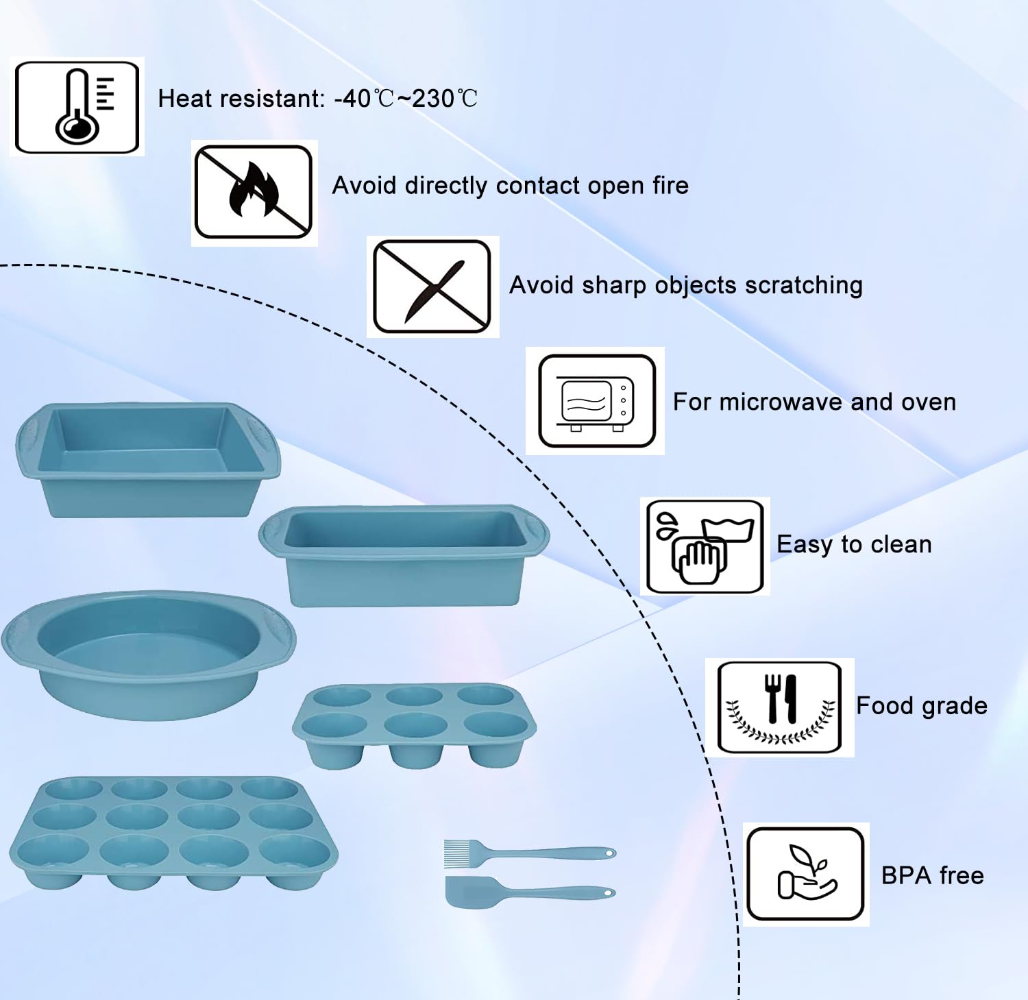 7-in-1 Non-Toxic Silicone Bakeware Set - BPA Free Round & Square Cake Pan, Loaf Pan, Muffin Tray for Oven Baking | Perfect for Bread, Pizza, Cheesecake, Cupcakes & Desserts | Ideal for Home Bakers, Holiday Cooking & Party Treats