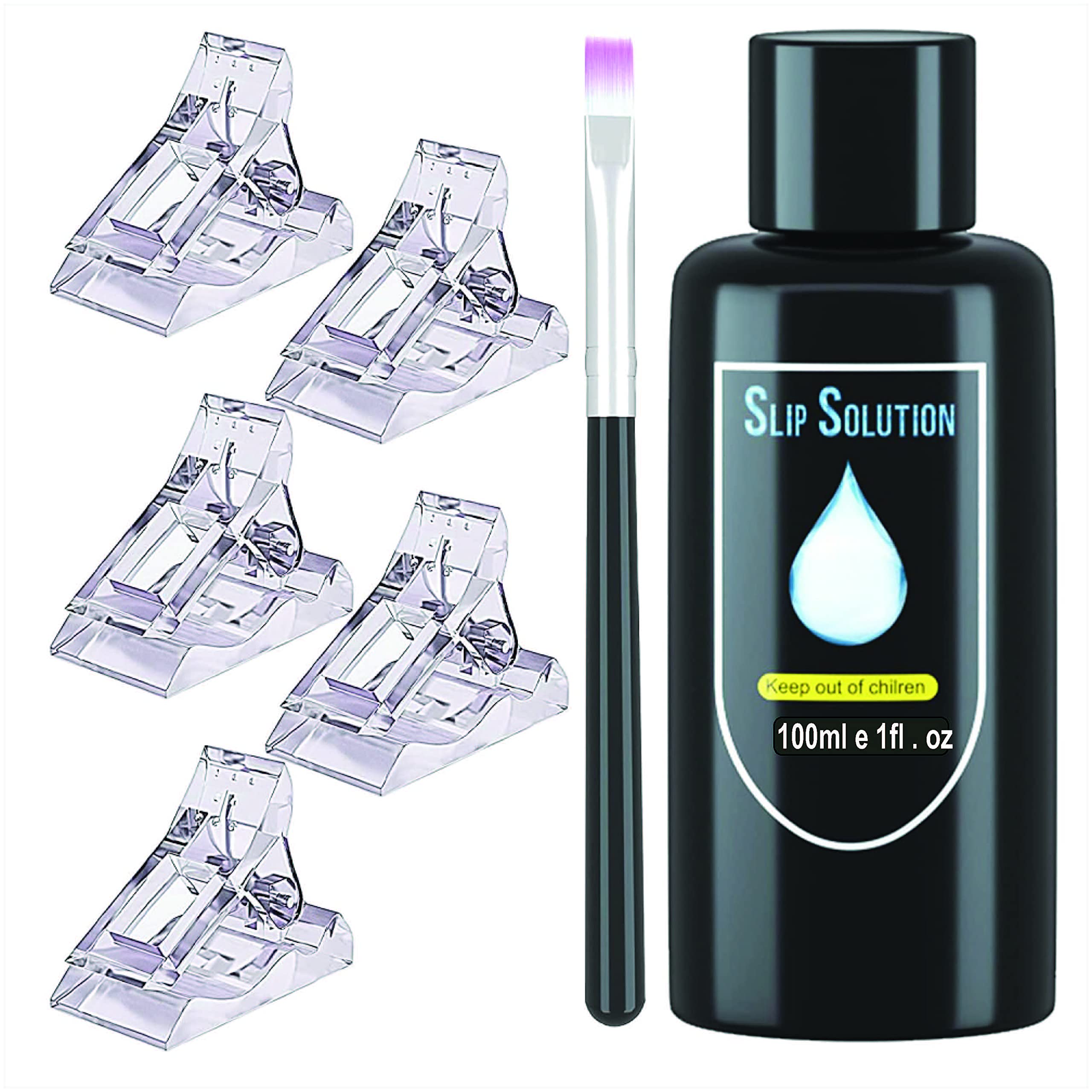 Professional Poly Gel Nail Kit with Slip Solution - 100ml Poly Extension Gel & Liquid Slip Solution for Strong Nails | Includes Brush & 5pcs Nail Tips Clip | Perfect for Salon, Home Manicures & Nail Extensions