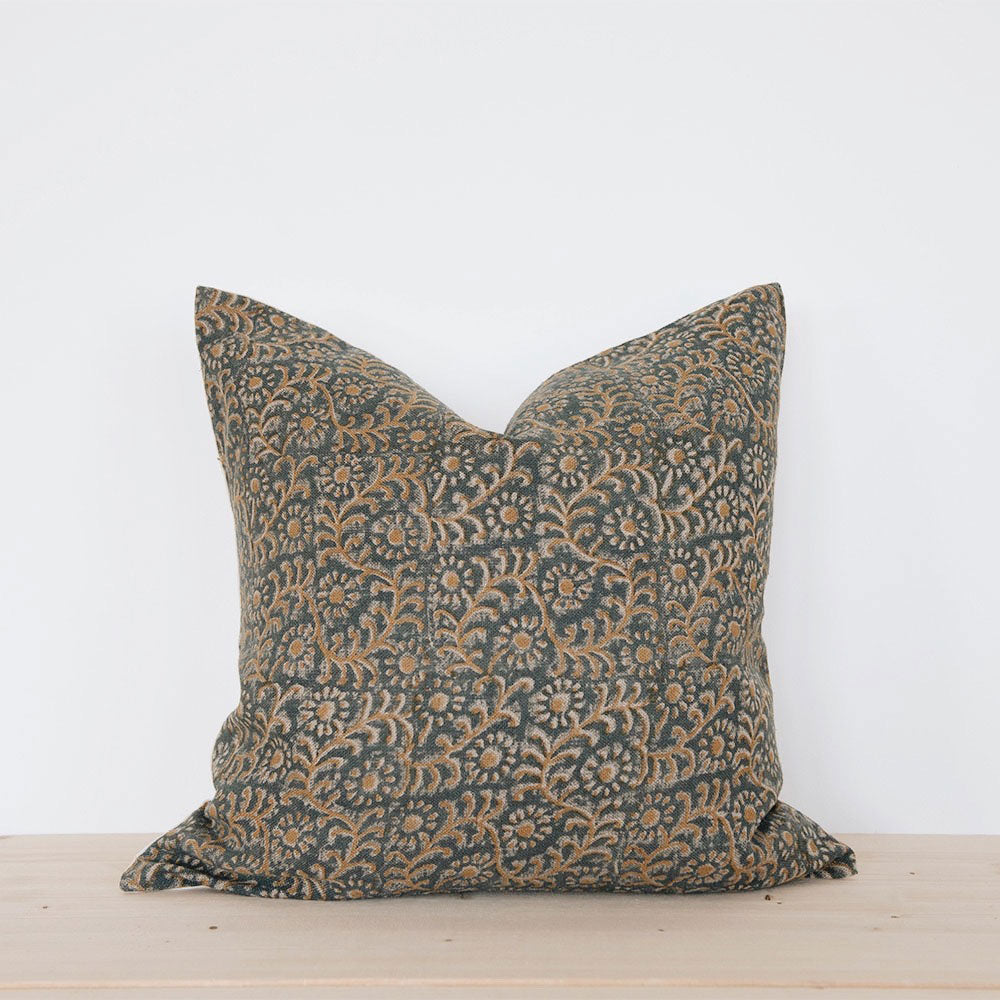 Handmade Linen Block Printed Pillow Cover No. 0508 - Bohemian Home Decor for Living Room, Bedroom & Sofa