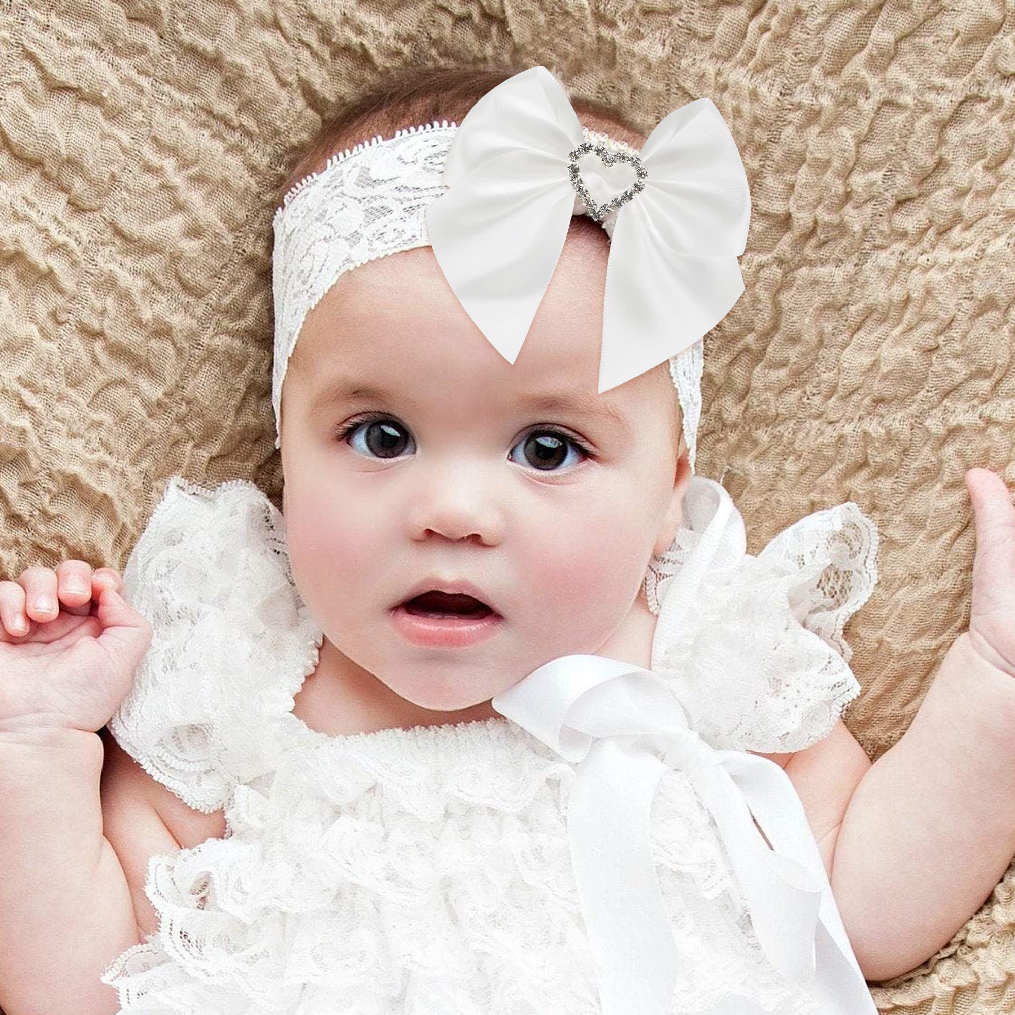 Sparkle Rhinestone Bows for Wedding, Baby Shower & Gift Wrapping - 12 Pack