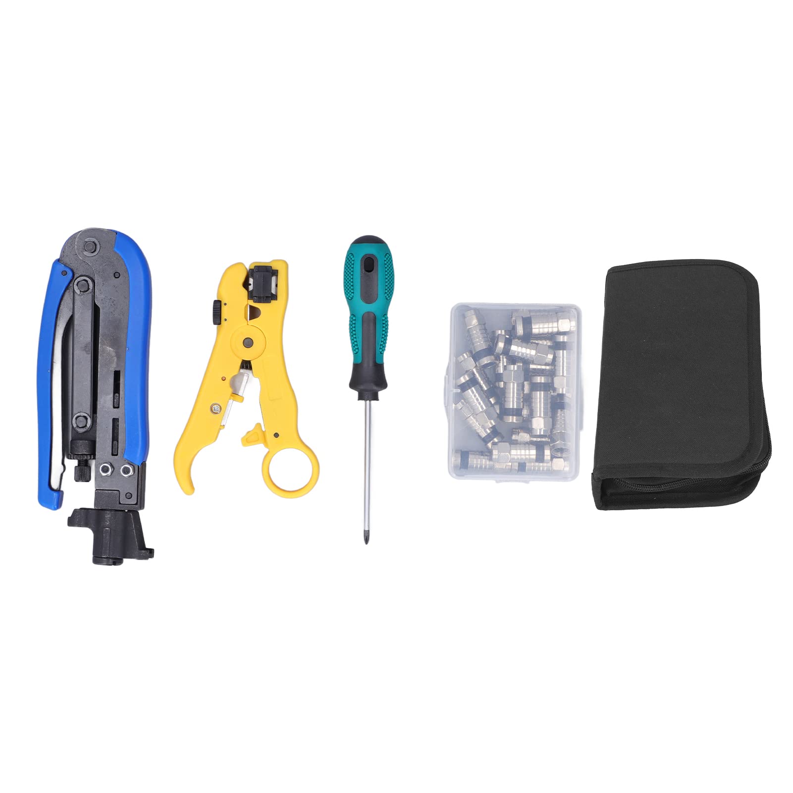 Professional Coax Cable Crimper Kit - Multifunctional Network Tool for Stripping & Crimping - Ideal for Home, Office & Telecom Installations