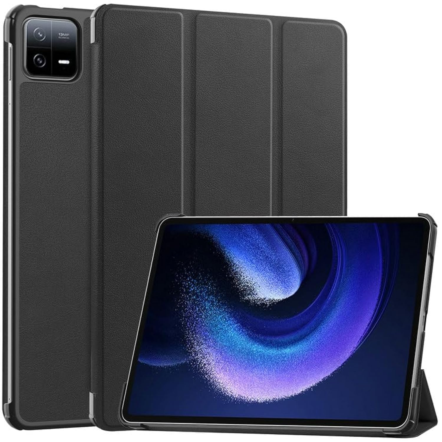 Premium Ultra-Thin PU Leather Hard Shell Case for Xiaomi Pad 6/Pad 6 Pro - Slim Protective Cover with Auto Sleep/Wake | Perfect for Work, Travel & Home Use - Black