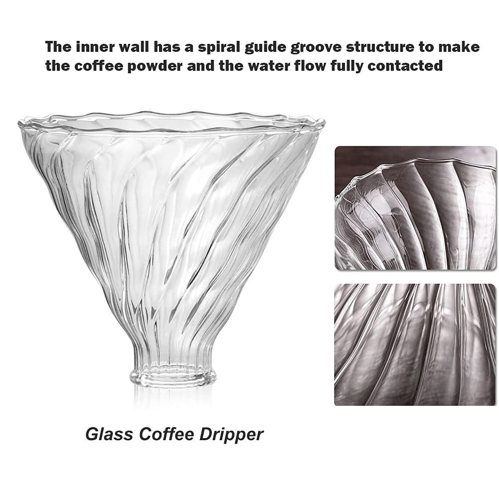 Premium Pour Over Coffee Maker Set - Glass Dripper, Metal Stand, 600ml Heat-Resistant Server & 40 Filters | 4-in-1 Kit for Home, Office & Camping | Specialty Coffee Brewing Equipment for Baristas & Coffee Lovers