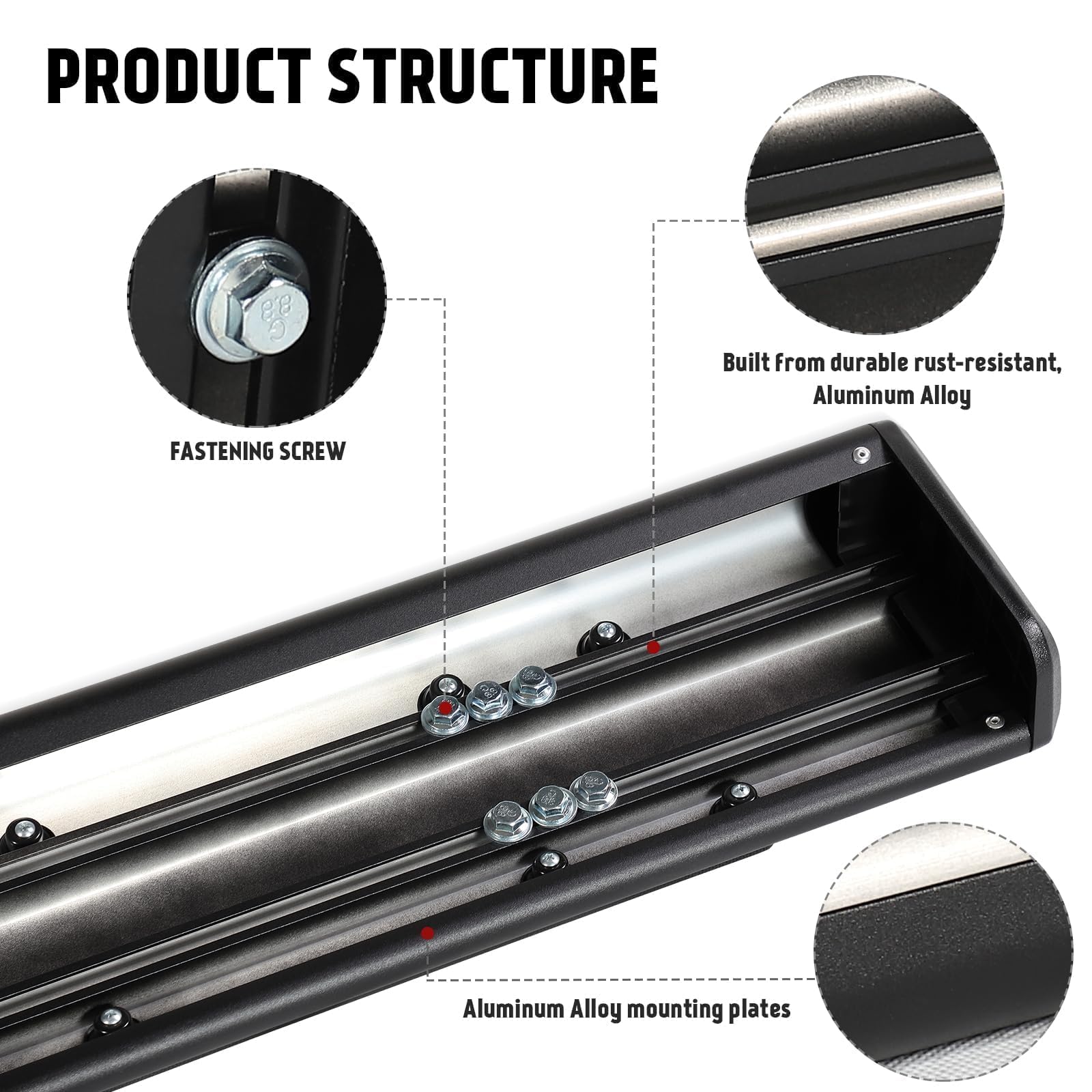 Black Aluminum Alloy Running Boards for 2009-2025 Dodge Ram 1500/2500/3500 Crew Cab - 6