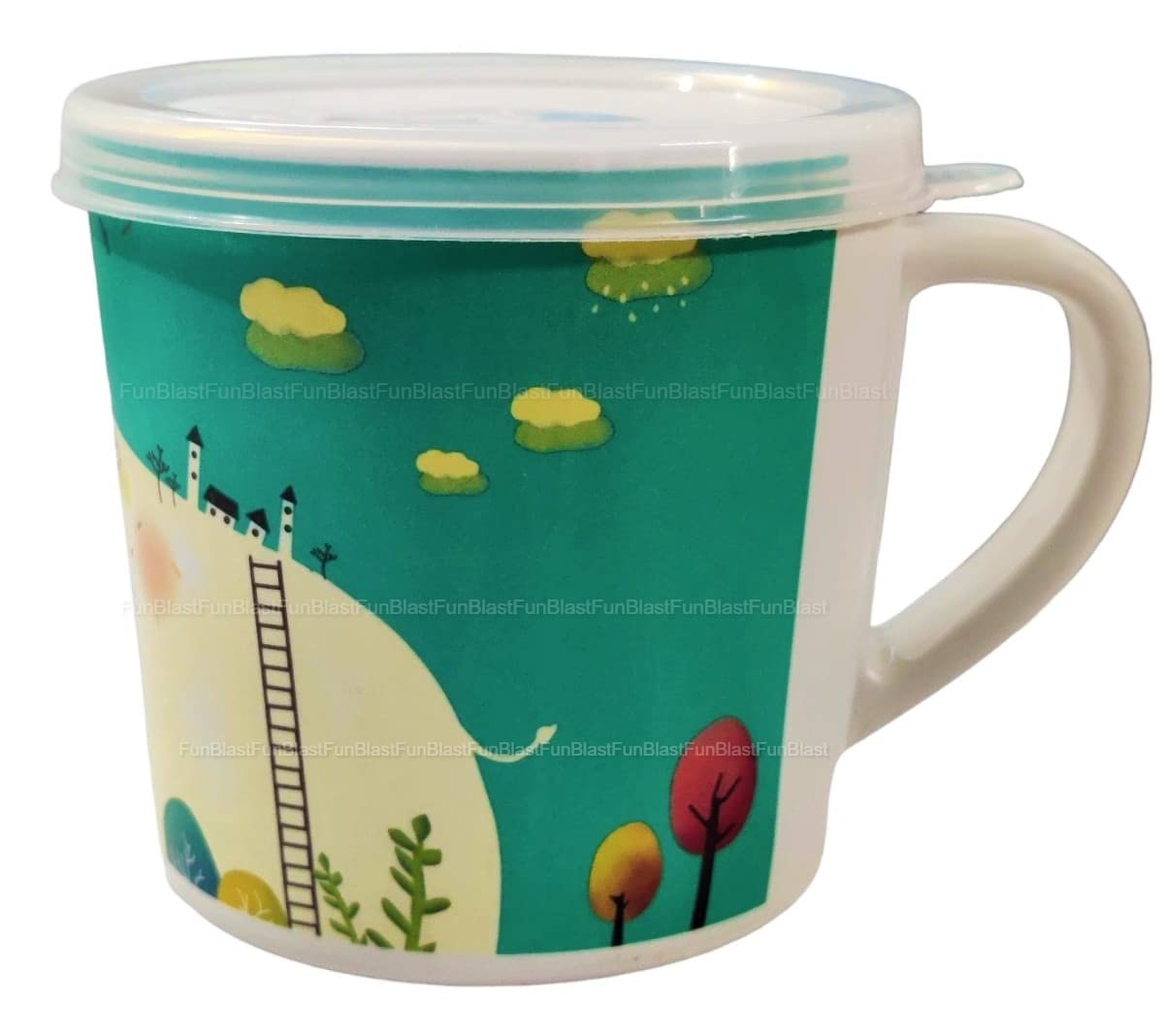 FunBlast Kids Milk Mug – BPA-Free Cartoon Elephant Design with Lid & Handle, 260ml Bamboo Fiber Cup for Toddlers & Children – Perfect for School, Travel, and Home Use
