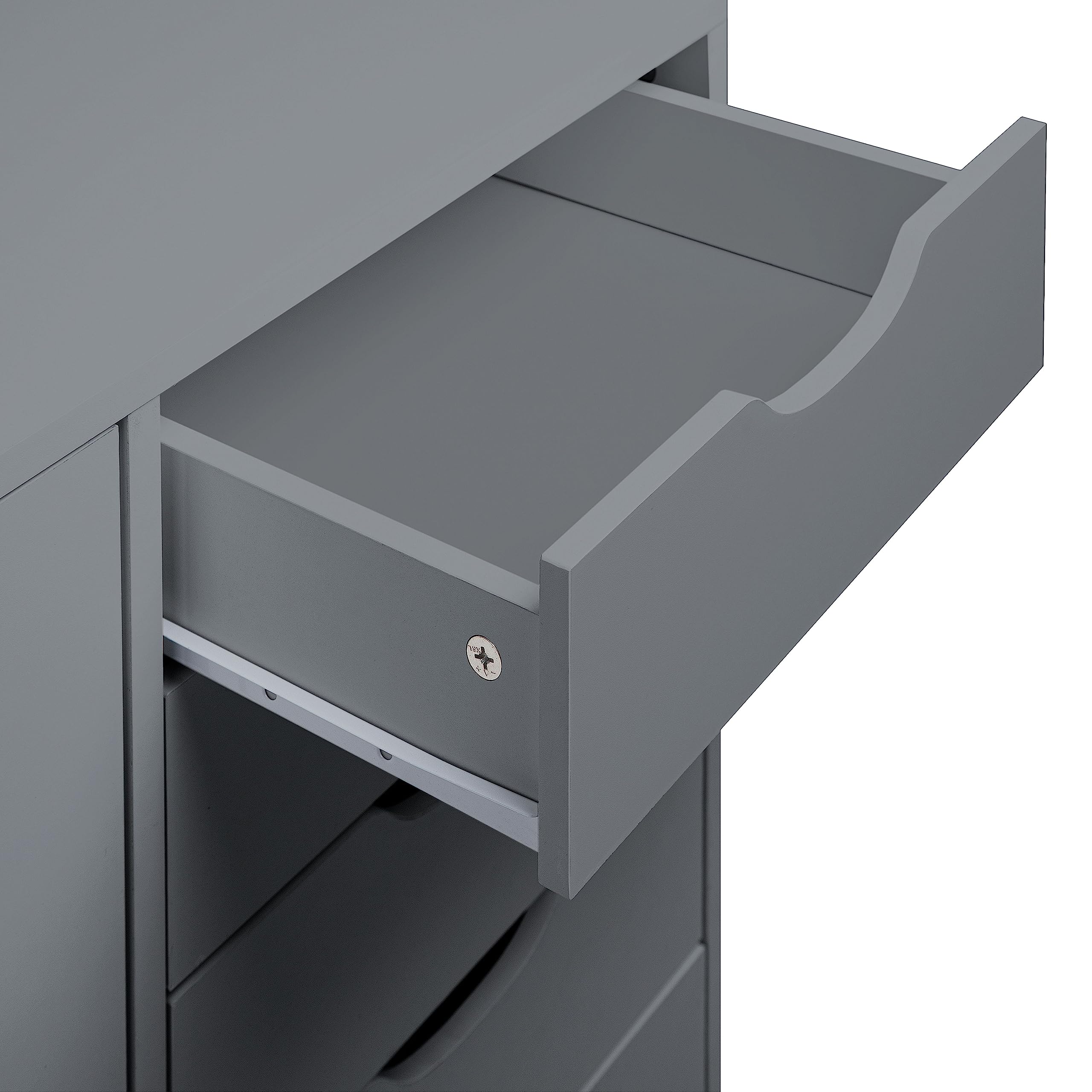 Naomi Home Office Wooden Lateral File Cabinet - 5 Drawer with Shelf, Mobile Storage Cabinet for Documents & Supplies - Perfect for Home Office Organization & Small Business Filing Needs (Gray)