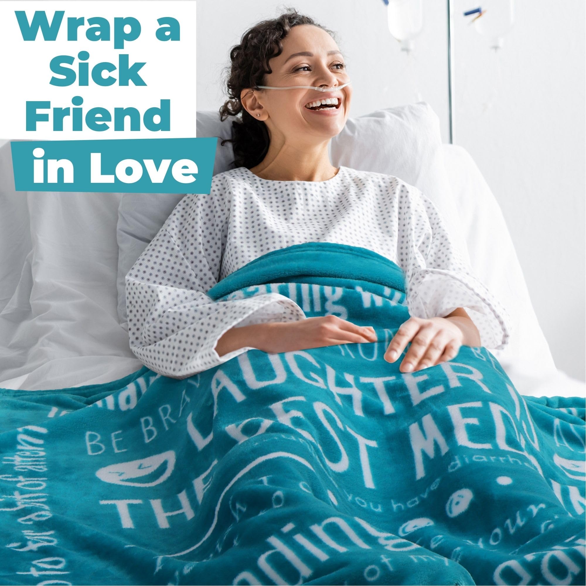 Funny Healing Blanket for Someone Sick - Get Well Gift for Surgery Recovery, Cancer Patients & Friends - Unique Sarcastic Stress Relief Throw (Teal) | Perfect for Hospital Stays, Chemo Comfort & Cozy Home Recovery