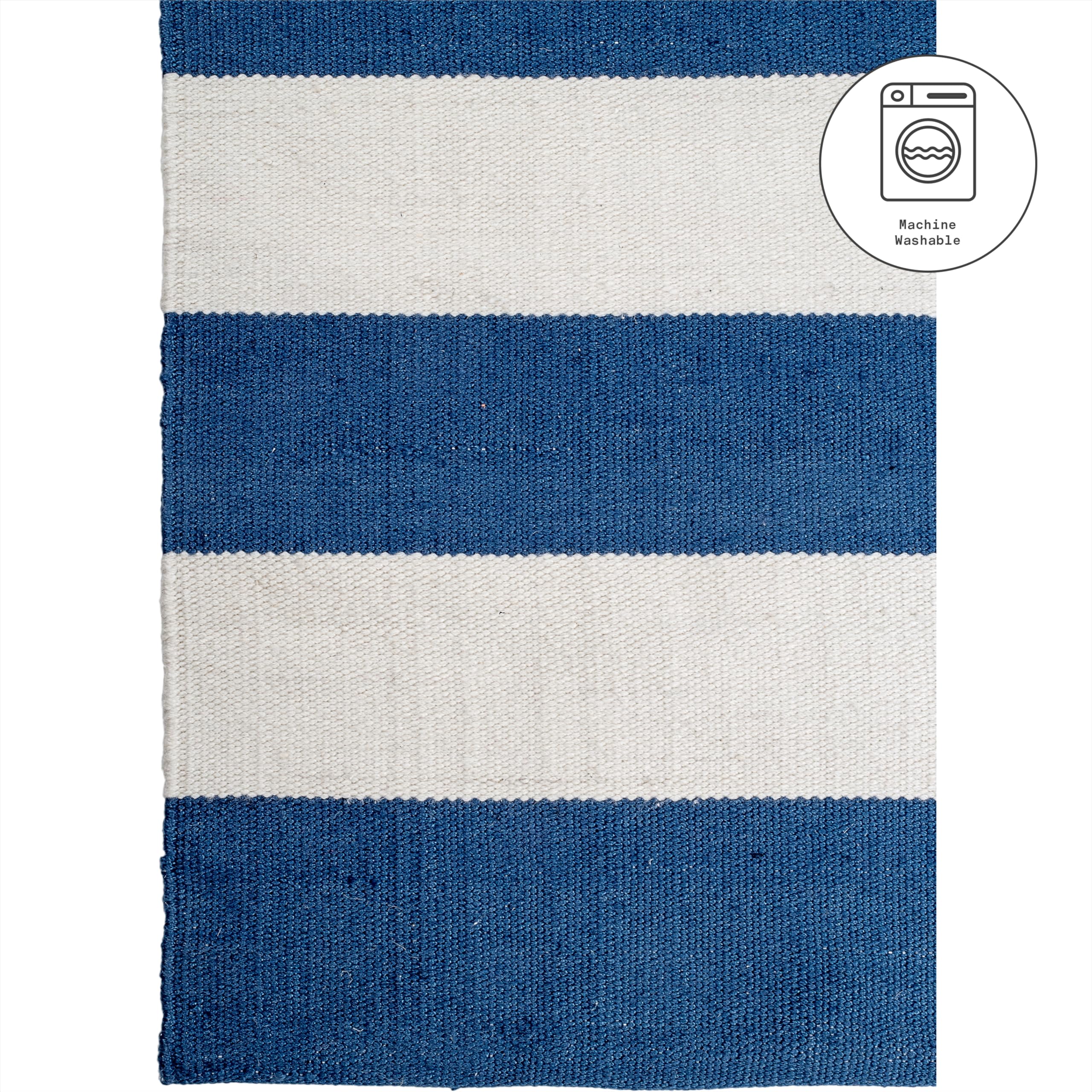 Fab Habitat Machine Washable Area Rug - Hand Woven, Stain & Pet Resistant - Premium Recycled Polyester Yarn - Blue & White Stripes - 6x9 ft - Perfect for Bedroom, Living Room & Dining Room Decor - Nantucket Coastal Style