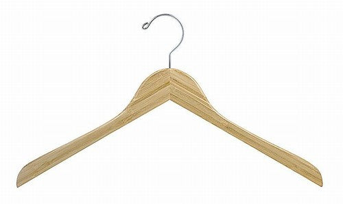 Eco-Friendly Bamboo Flat Shirt Hanger - Space-Saving Closet Organizer for Dresses, Blouses & Tops (Pack of 10) - Perfect for Home, Travel & Retail Display