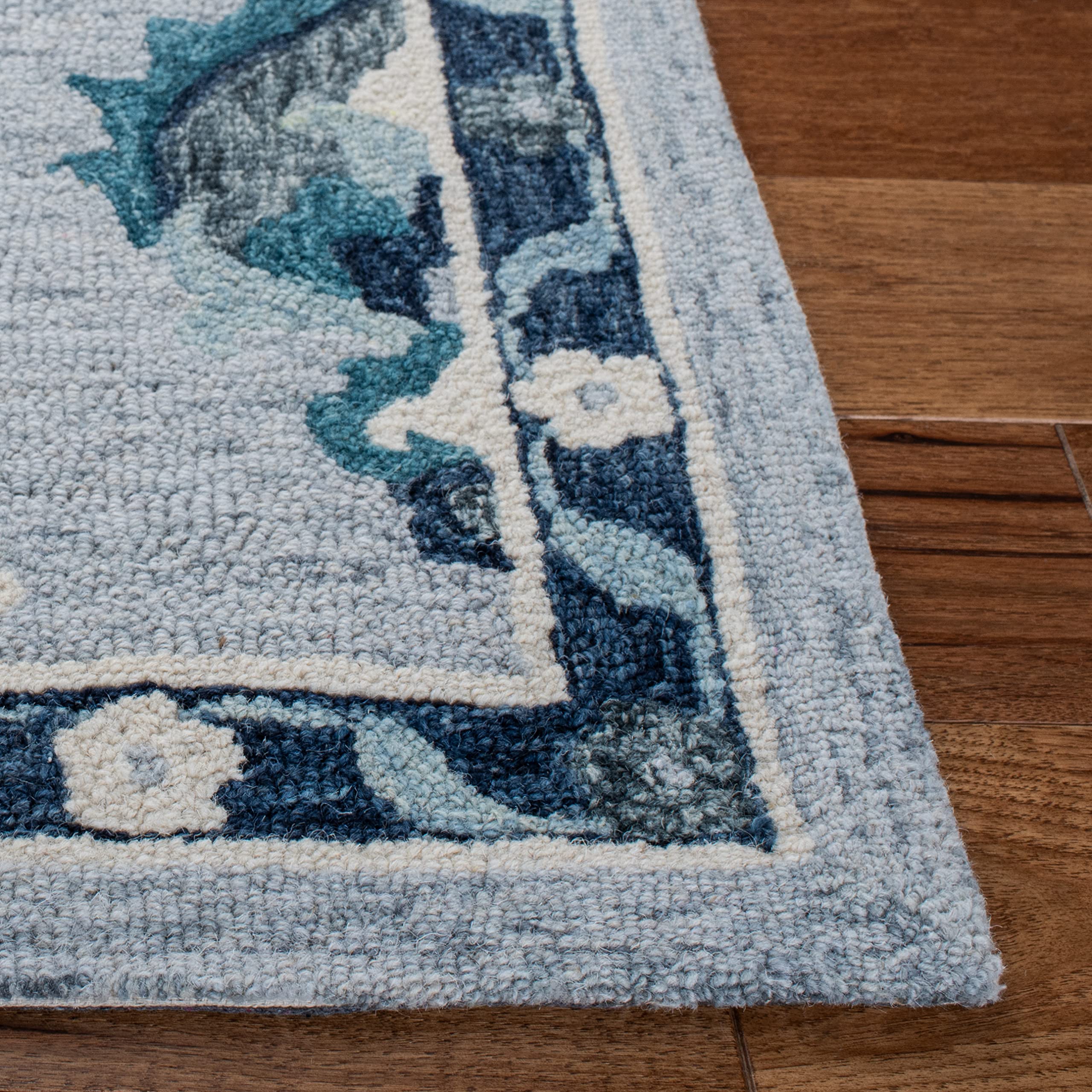 SAFAVIEH Metro Collection 6'x6' Square Blue & Ivory Wool Area Rug - Handmade Premium Quality for Living Room, Dining Room & Bedroom Decor | Soft & Durable Floor Covering for Home Interior Design