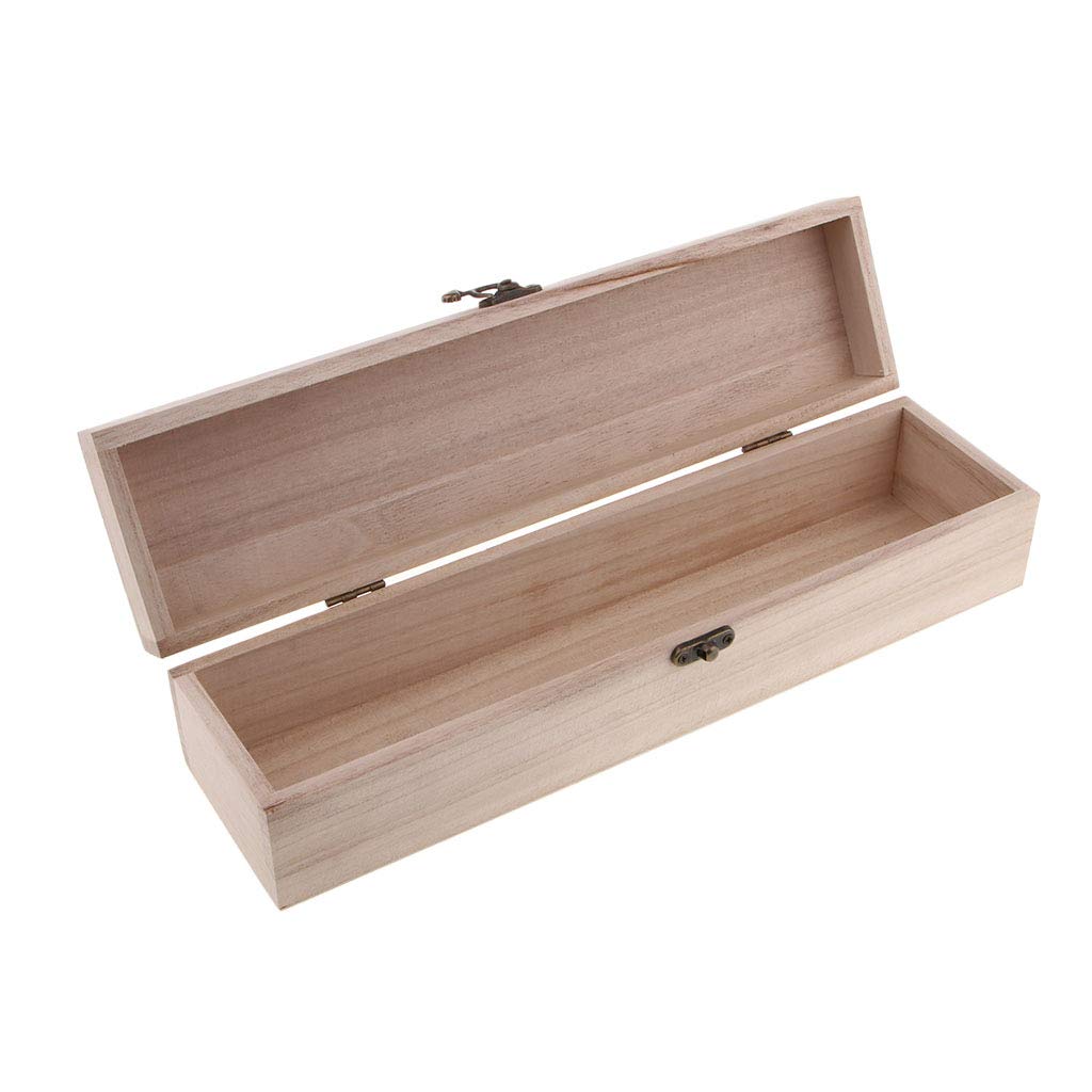 Natural Unfinished Wood Box with Lid - Classic Handmade Pencil Case, Memory Keepsake Box for School, Office & Home Organization | Perfect for Stationery, Jewelry & Small Treasures Storage