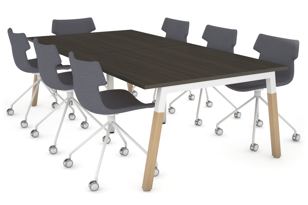 Modern Boardroom Table with Quadro A Legs & Wood Cross Beam - 2400L x 1200W - Perfect for Conference Rooms, Office Meetings & Executive Workspaces