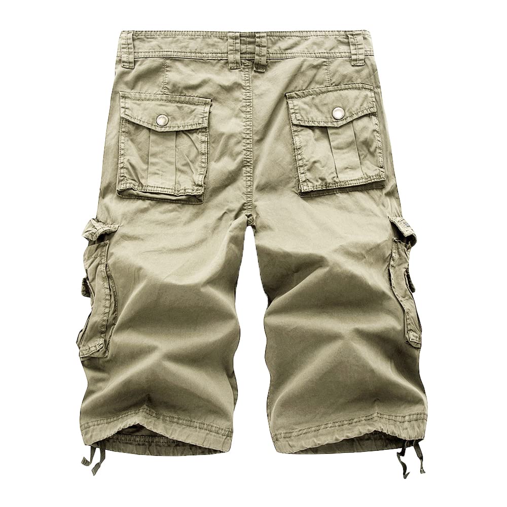 TRGPSG Men's Cargo Shorts - Relaxed Fit Cotton Capri Shorts with 13