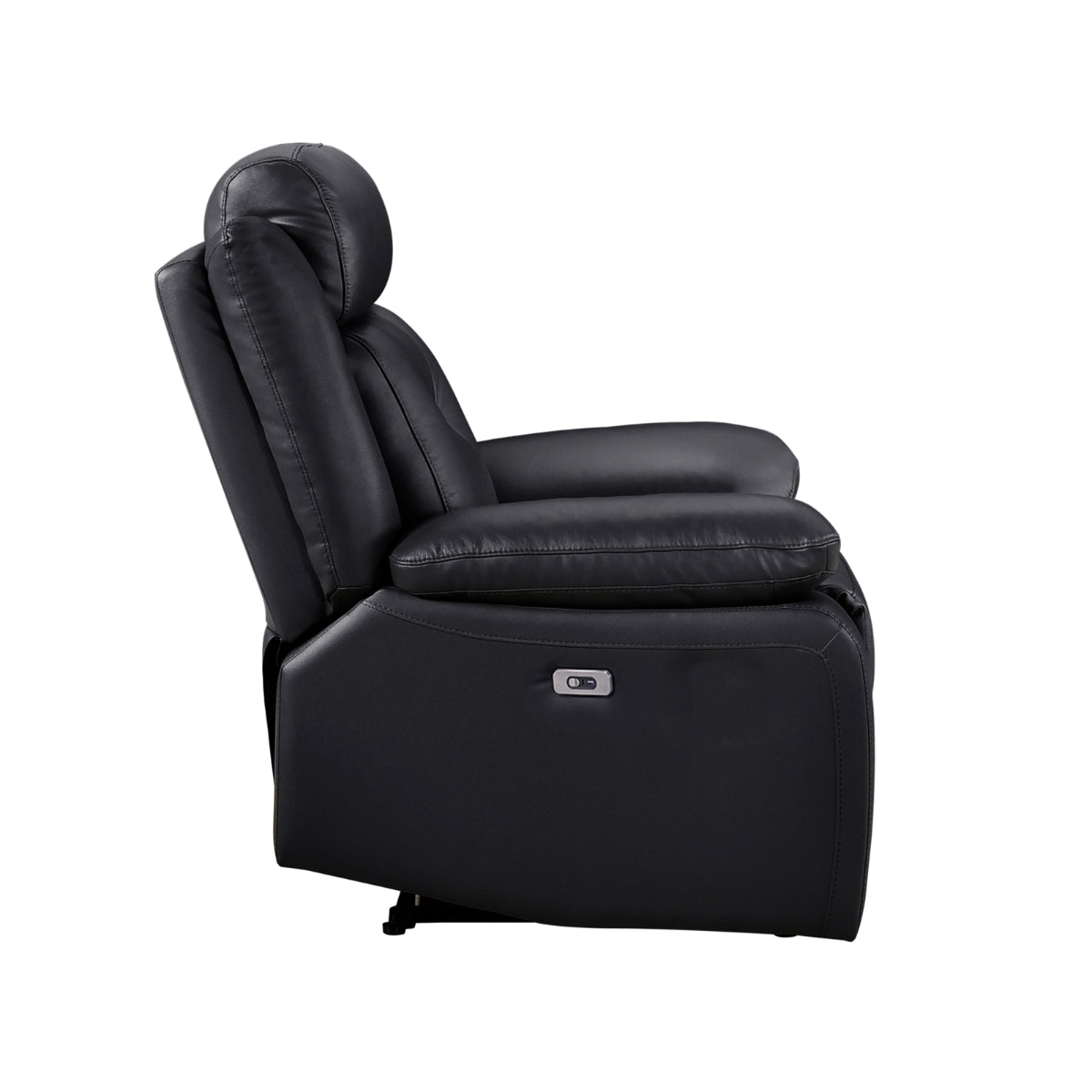 Premium Black Leather Power Reclining Loveseat with USB Charging Ports & Cup Holders - Modern Living Room Furniture for Relaxing & Entertaining