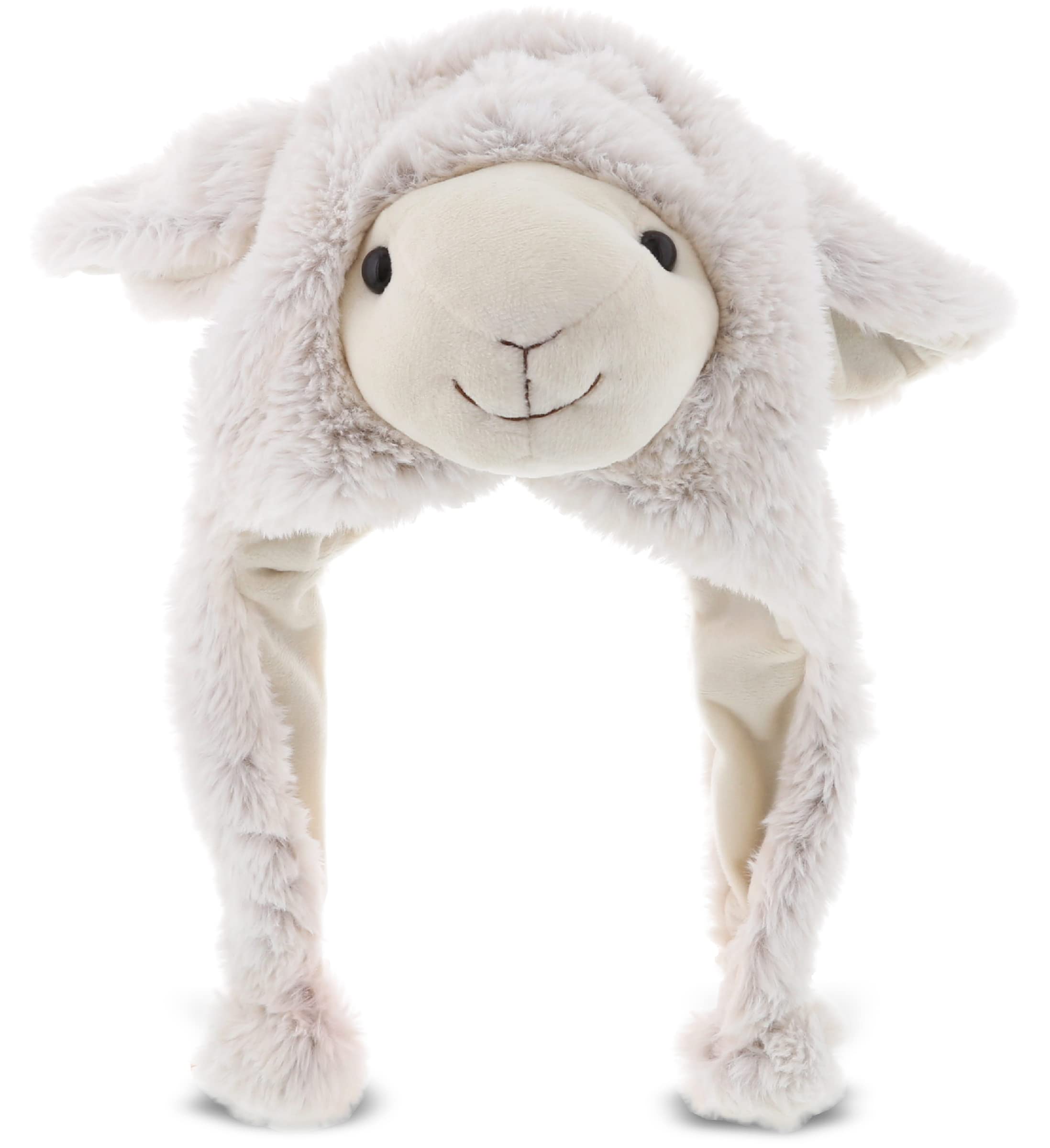 DolliBu Plush Animal Hat - Super Soft Fleece Beanie with Ear Flaps for Kids, Teens & Adults - One Size Fits All - Perfect for Winter, Outdoor Activities & Costume Parties