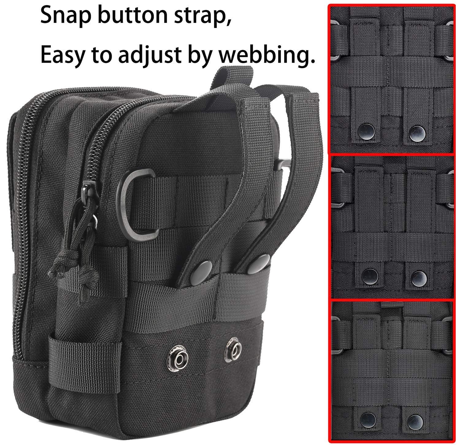 Tactical MOLLE Pouch - Black Belt & Backpack Accessories for Outdoor, Hiking, Camping & Survival Gear Organization