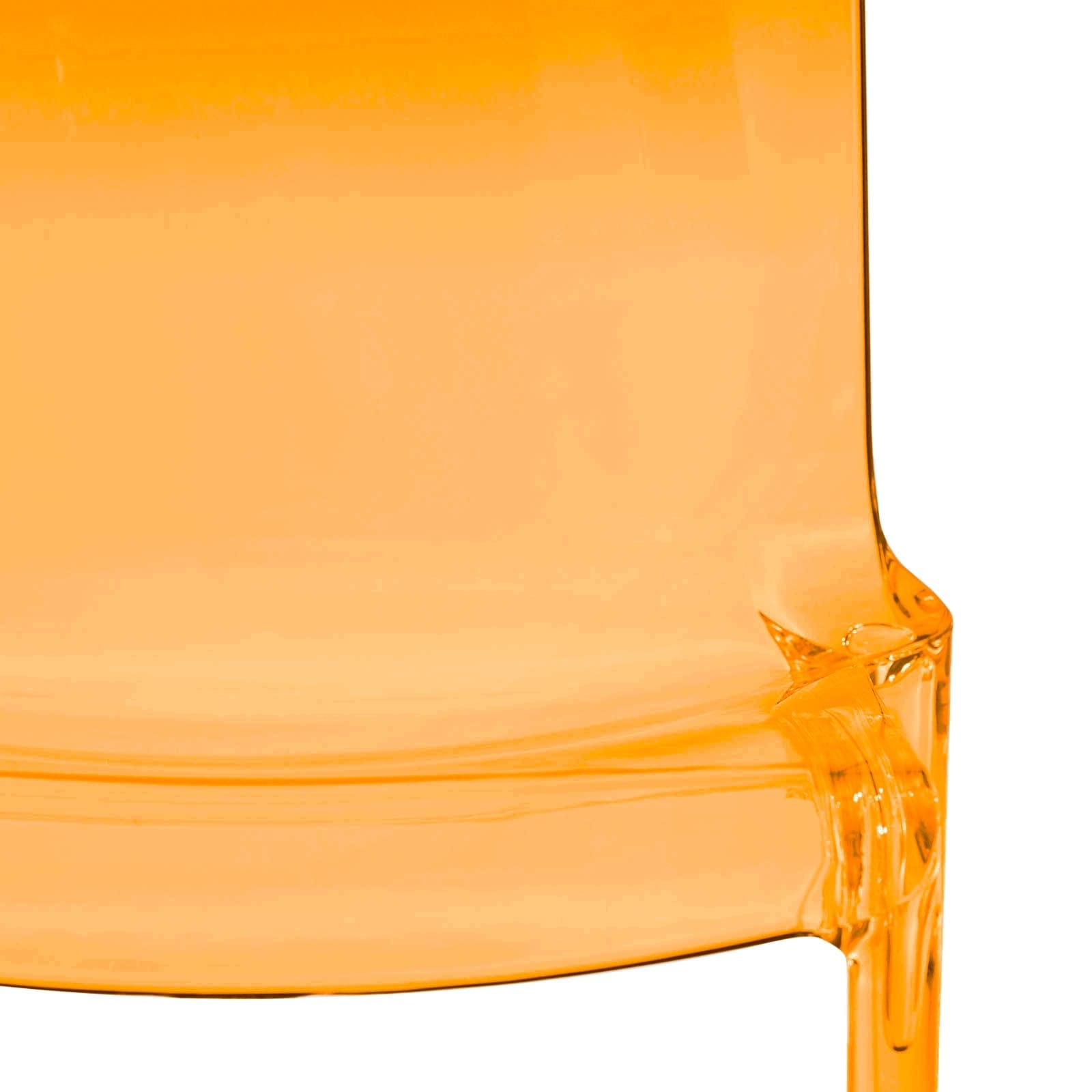 LeisureMod Adler Mid-Century Modern Dining Chair - Transparent Orange Acrylic Contemporary Design for Kitchen, Dining Room & Home Decor | Perfect for Modern Dining Sets, Breakfast Nooks & Stylish Interior Design