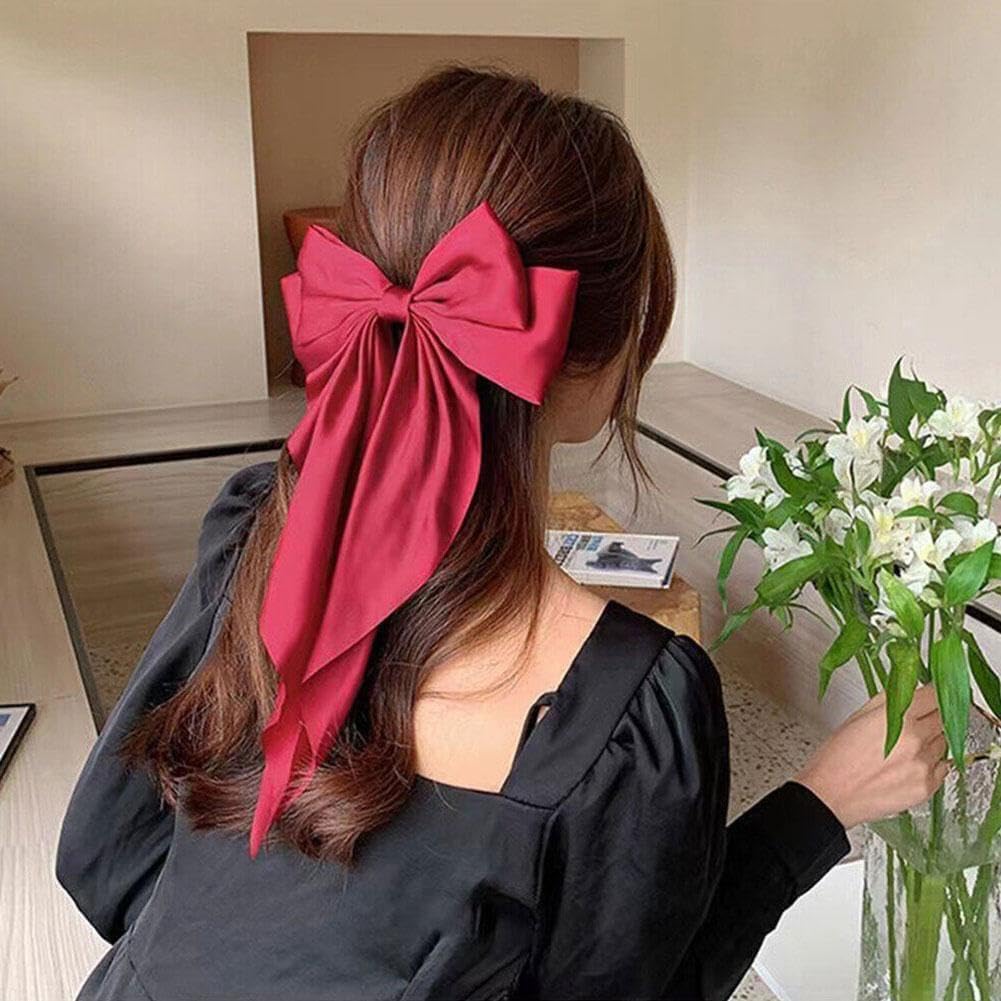 Elegant Large Bow Ribbon Hair Clip for Women - Soft Satin Hair Accessories, Fashion Hairpin & Headband for Parties, Weddings, Daily Styling