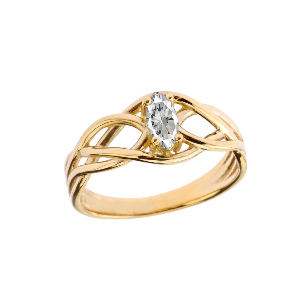 10K Yellow Gold CZ Celtic Knot Ring for Women - Size 8, Elegant Promise & Engagement Ring - Perfect for Anniversaries, Weddings & Special Occasions
