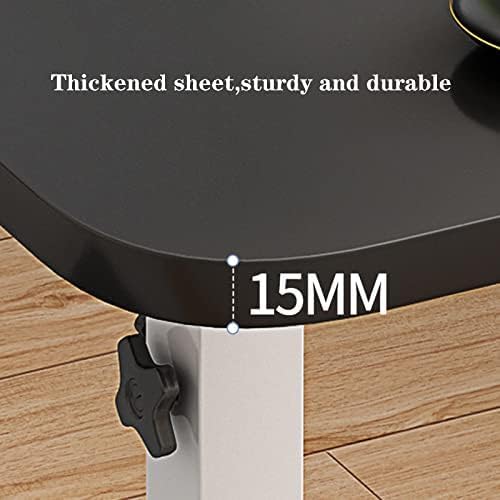 POCHY Adjustable Height Overbed Table with Wheels - Foldable Mobile Standing Desk, Steel Pipe Bedside Table for Laptop, Eating, Reading in Bed or Hospital Use