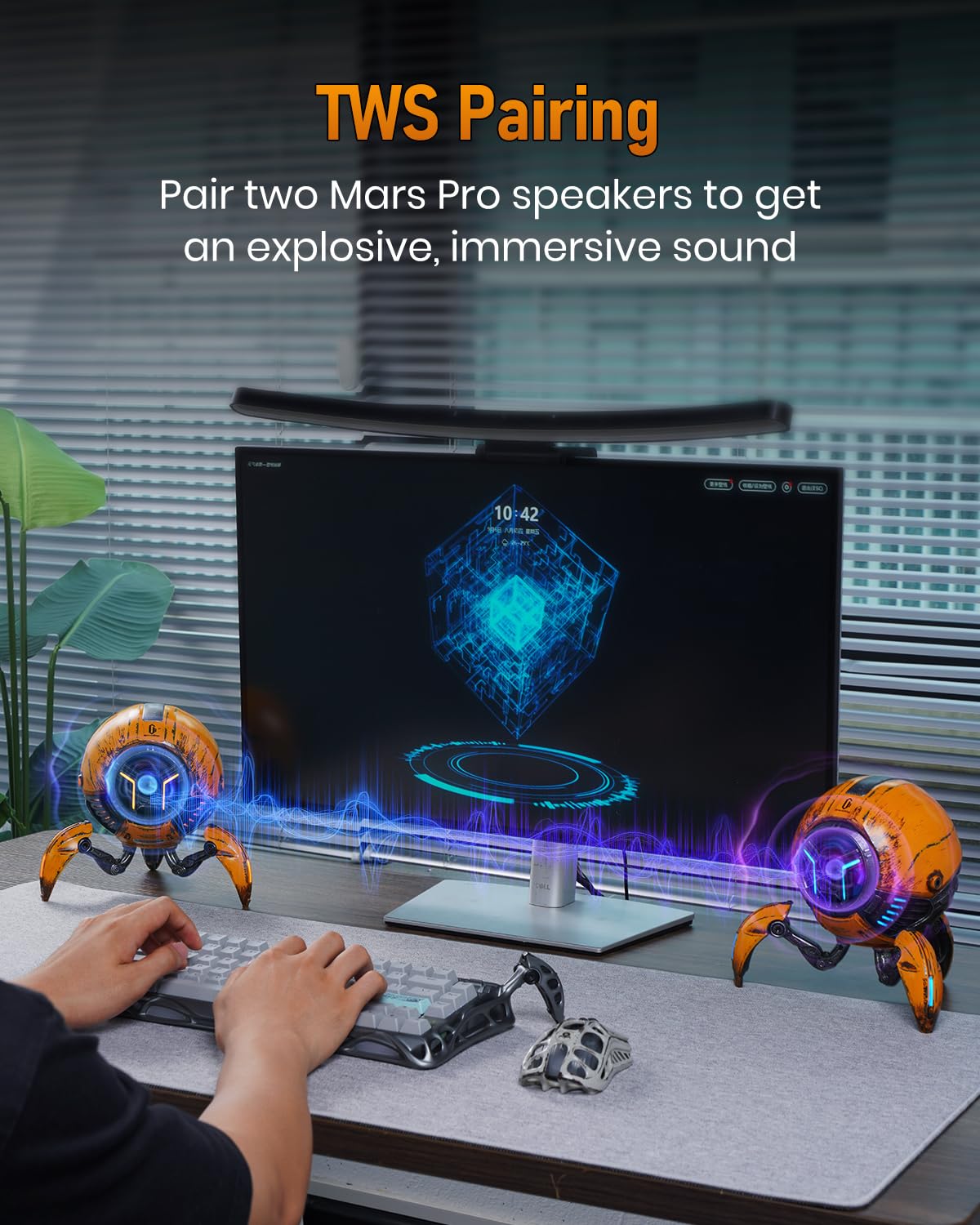 GravaStar Mars Pro Portable Bluetooth Speaker - Wireless Deep Bass Stereo Sound, 15H Playtime, 6 RGB Lights, Dual Pairing | Perfect for Home, Outdoor, Party, Camping & Gifts (New Version)