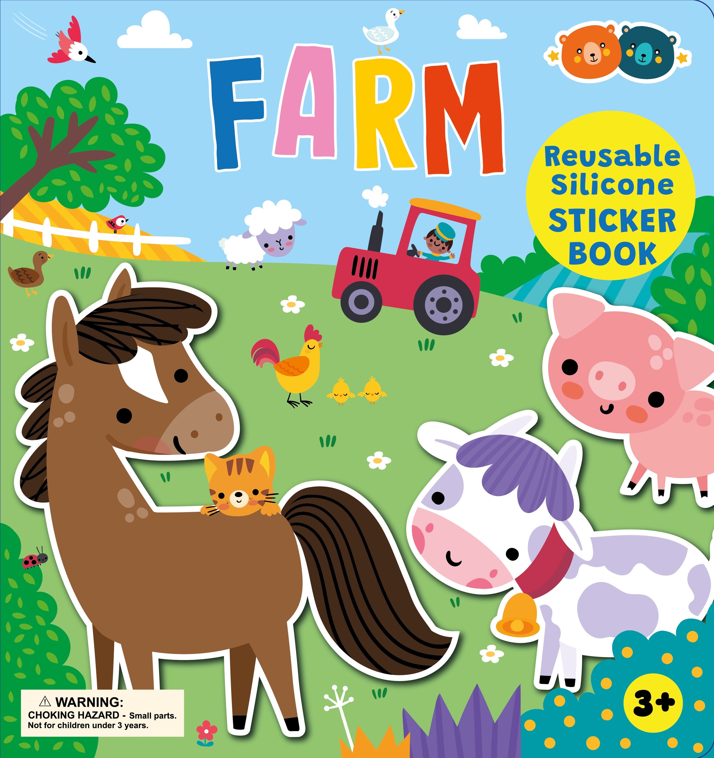 Farm-Themed Reusable Silicone Sticker Book for Kids - Fun Learning Activity for Toddlers & Preschoolers - Perfect for Travel, Home & Classroom Play