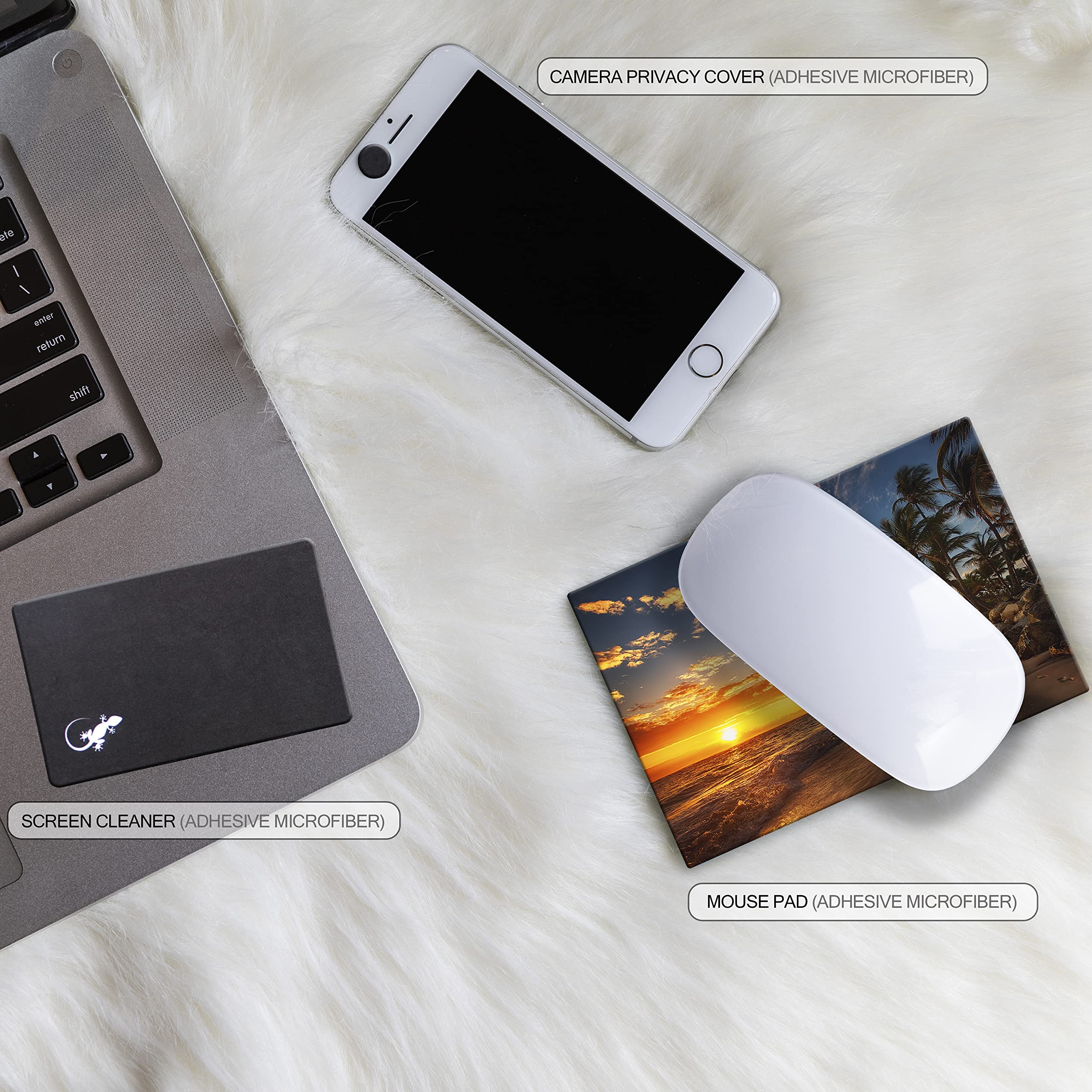 Non-Slip Adhesive Mouse Pad - Sticky & Portable Travel Mouse Mat for Laptop/Desktop - Easy Peel & Stick to Any Surface - Perfect for Office, Home, Gaming & Travel - Beach Sunset Design