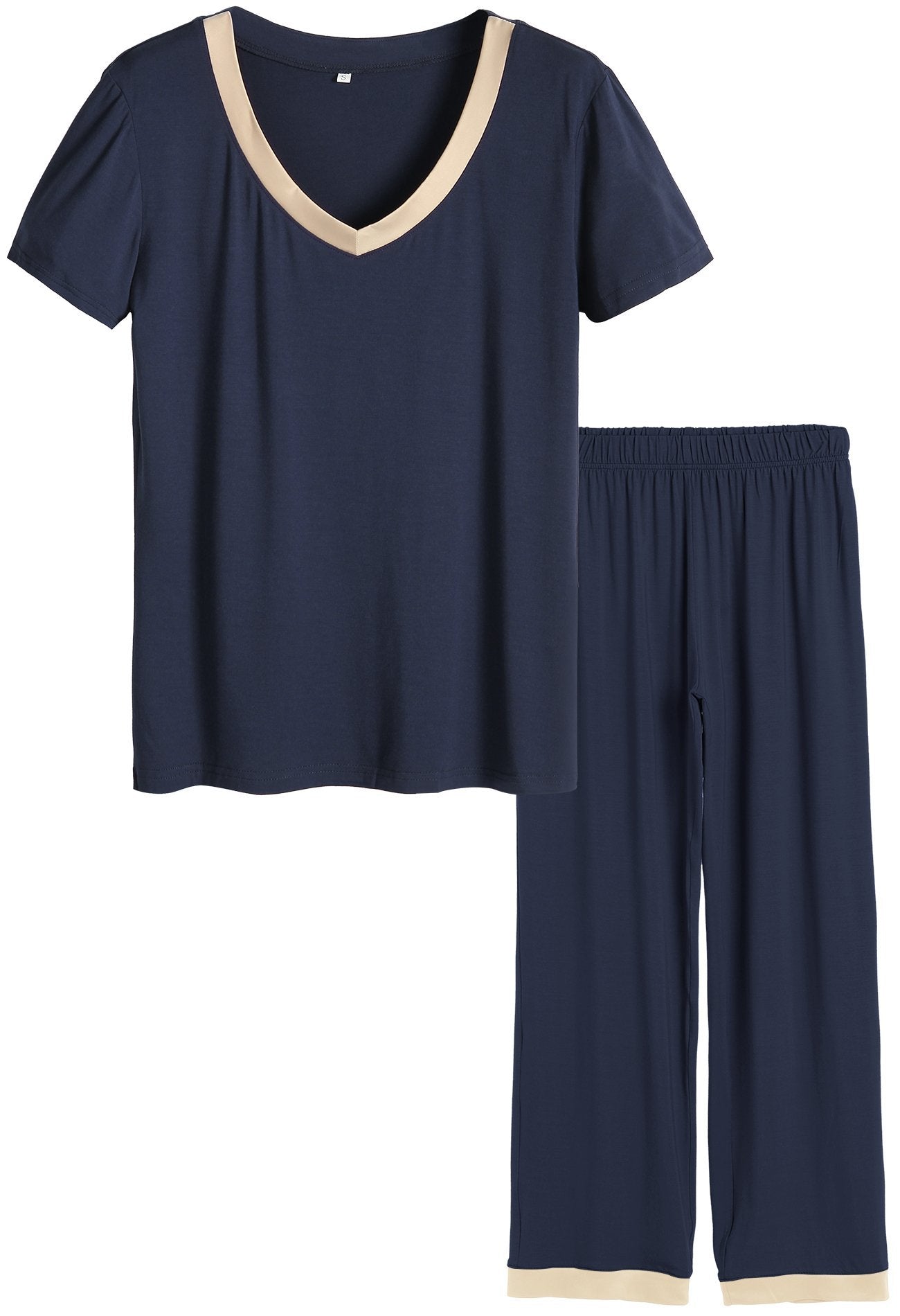 Women's Bamboo Sleepwear Set - Soft Short Sleeve Top & Comfortable Pants Pajamas for Lounge & Nightwear | Eco-Friendly Bamboo Fabric for All-Season Comfort
