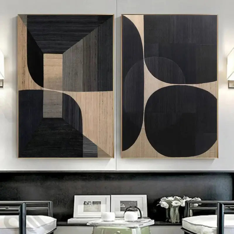 Abstract Tranquility Wall Art Set of 2 - Modern Minimalist Canvas Paintings for Living Room, Bedroom & Office Decor #WS023