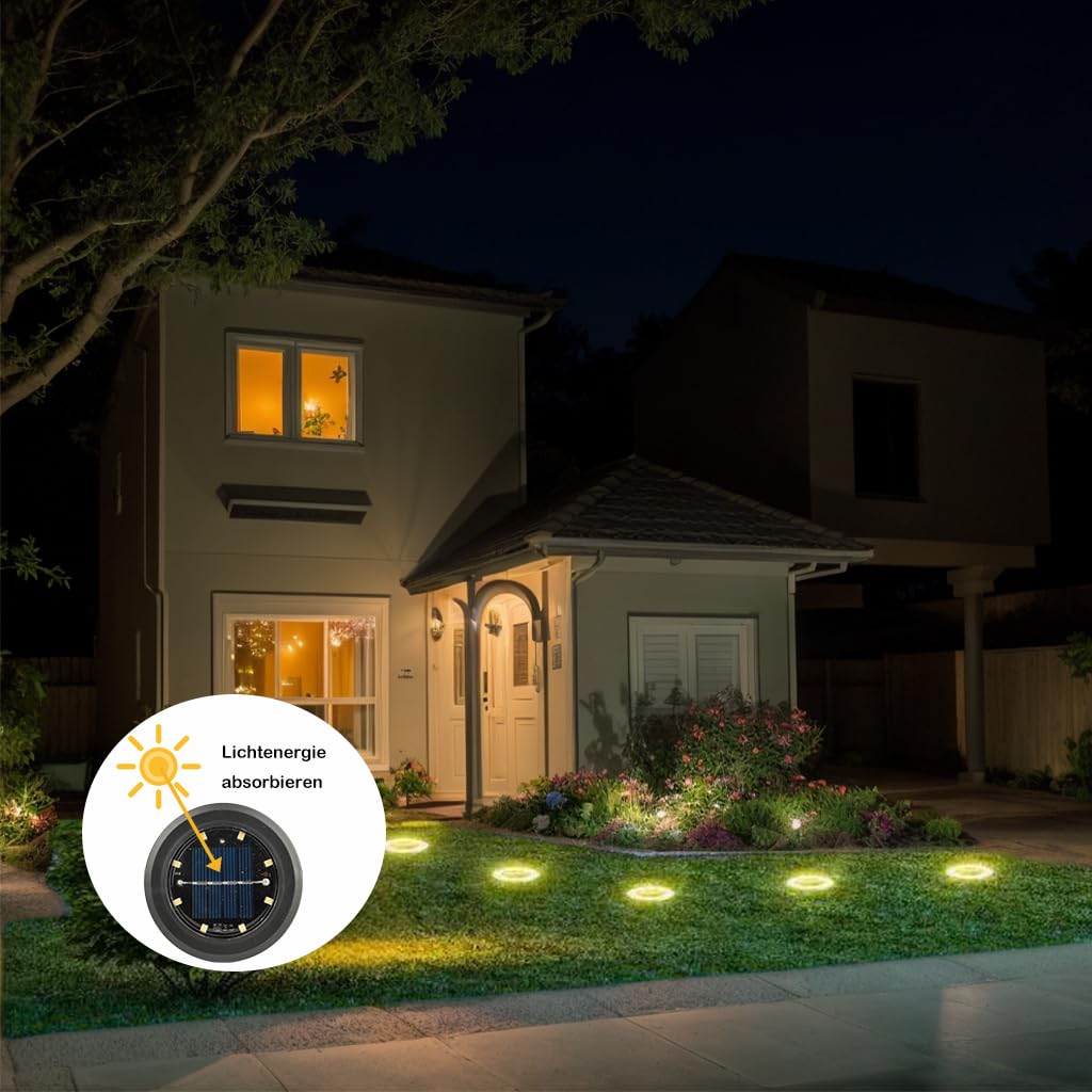 HQYNSS 8-Pack Solar LED Garden Lights, IP65 Waterproof Outdoor Solar Lights with Warm White Light - Perfect for Garden, Yard, Lawn, Pathway, Patio, and Landscape Decoration