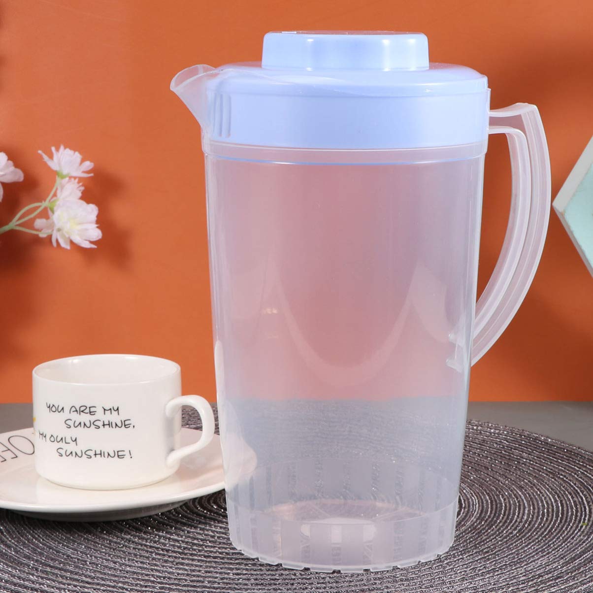 DOITOOL 2L Large Plastic Mixing Pitcher with Lid - Camping Kettle, Cold Beverage Carafe, Iced Tea & Coffee Water Jug for Hot & Cold Drinks - Perfect for Outdoor, Picnics, Parties & Home Use