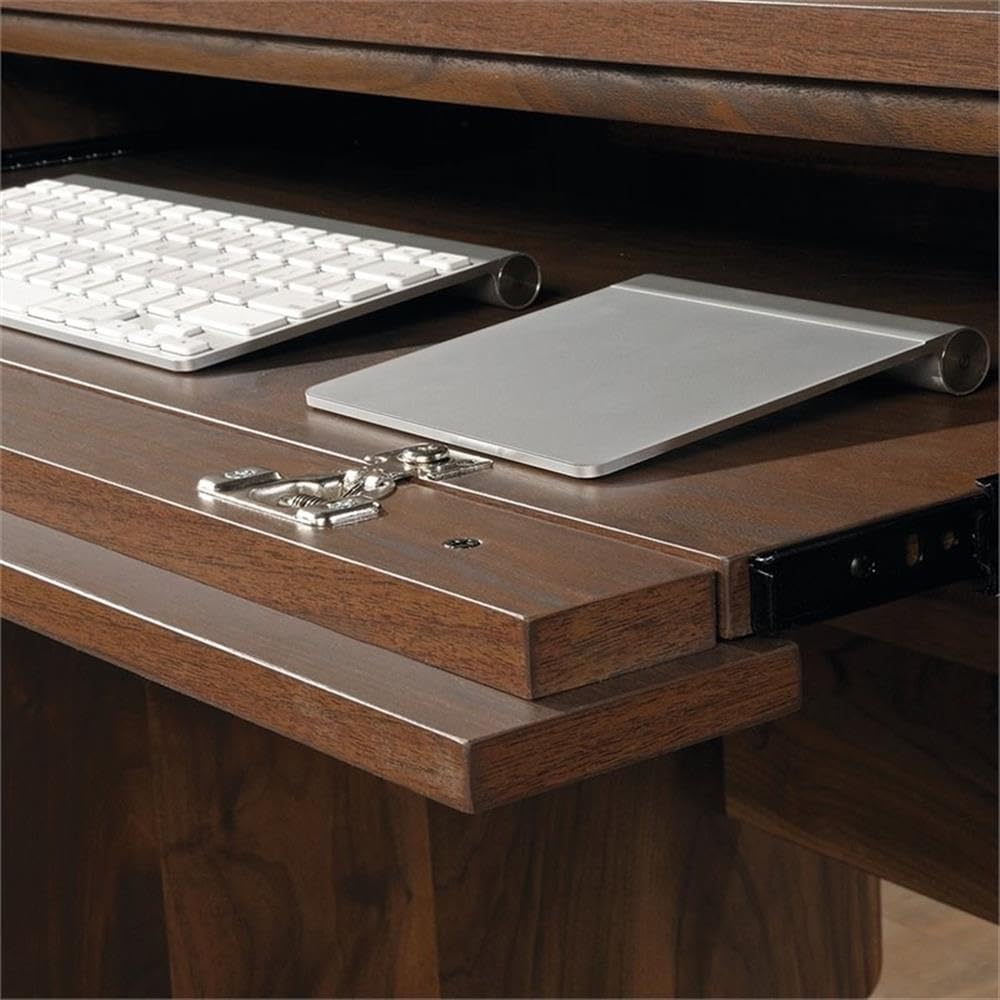 Pemberly Row Transitional Engineered Wood Computer Desk in Grand Walnut - Home Office Desk for Work & Study, Modern Writing Desk for Small Spaces