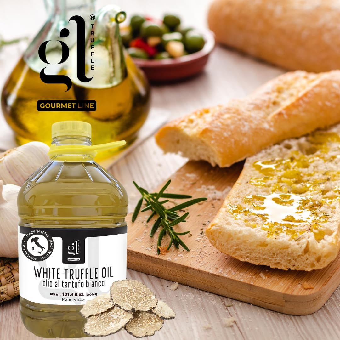 Premium White Truffle Oil 3 Liters (97 fl.oz) - Non-GMO, Italian-Made Gourmet Truffle Oil for Restaurants & Catering | Perfect for Pasta, Risotto & Gourmet Dishes
