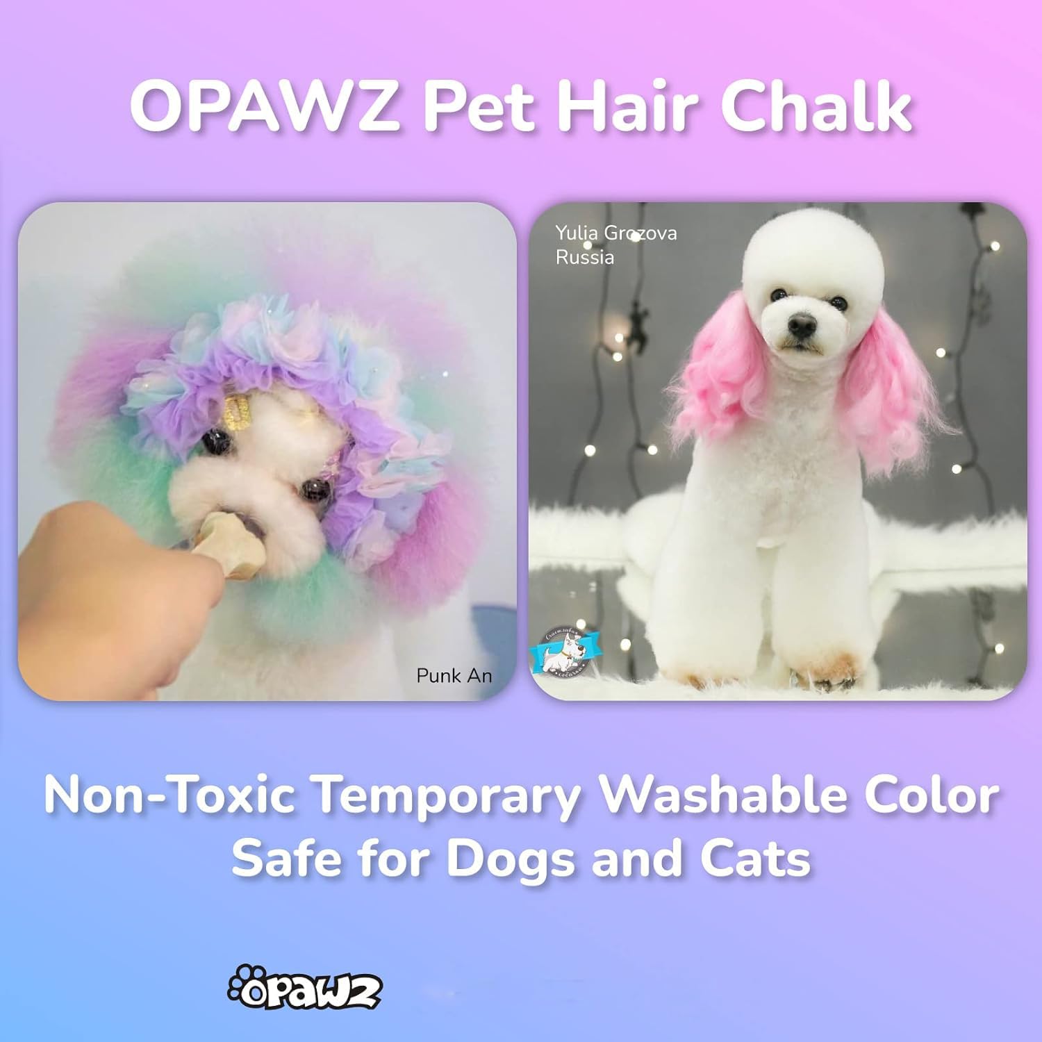 OPAWZ Washable Pet Hair Dye - Safe Temporary Dog Hair Color for Creative Grooming - Party & Costume Use