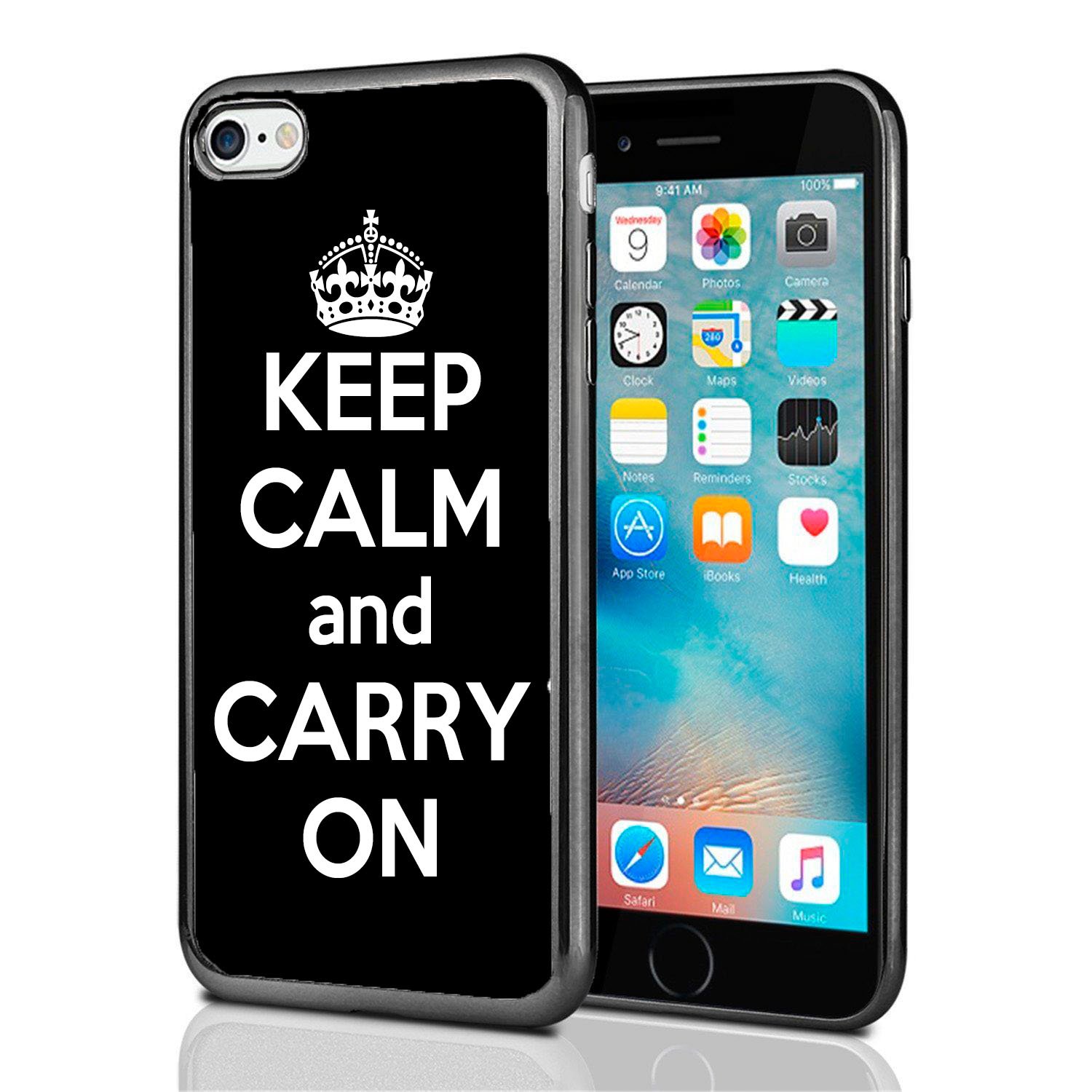 Black 'Keep Calm and Carry On' iPhone 7 & 8 Case - Durable Protective Cover for iPhone 7 (2016) & iPhone 8 (2017) - Perfect for Everyday Use, Travel & Work