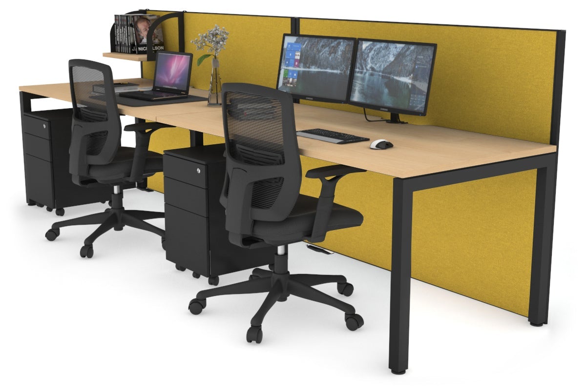 Horizon Quadro 2-Person Office Workstation with Square Legs - 1200L x 800W Dimensions, Cable Management Scallop - Perfect for Collaborative Workspaces & Modern Offices