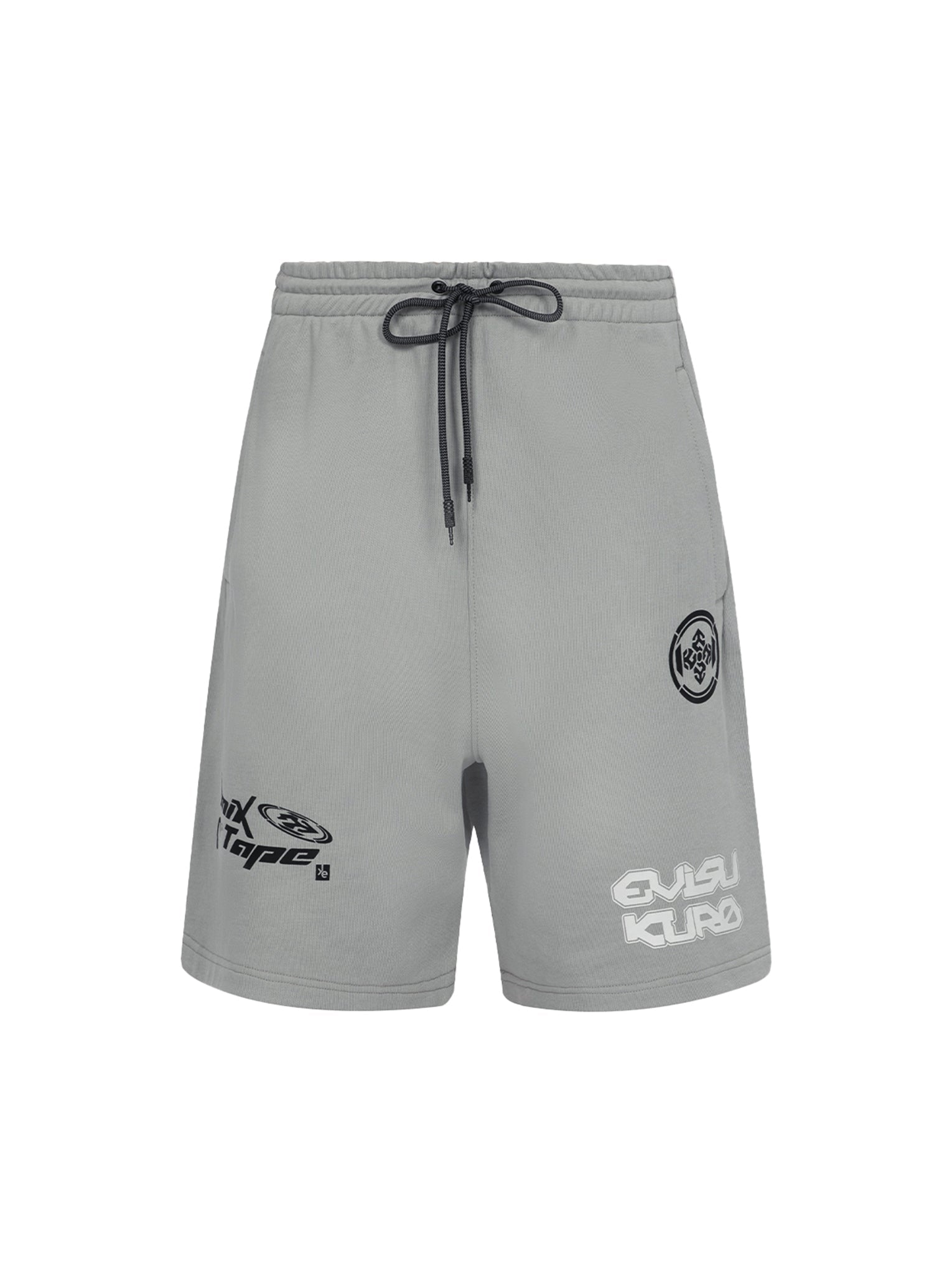 Multi Logo Print Relax Fit Sweatpants Shorts for Men - Comfortable Casual Lounge Wear for Gym, Running, and Home Relaxation