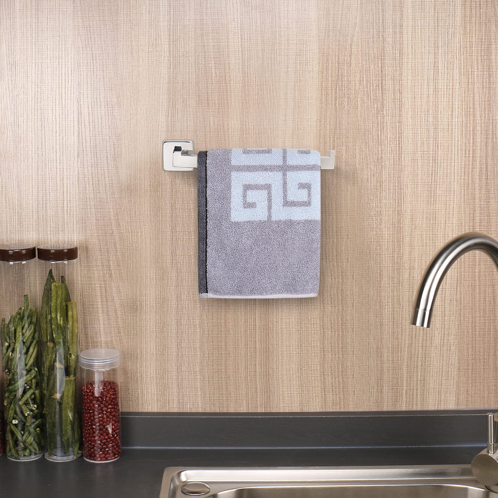 Premium SUS304 Stainless Steel Square Hand Towel Holder & Toilet Paper Holder Set - Rustproof Wall Mounted Bathroom Accessories for Kitchen, Washroom (Chrome Finish) - Perfect for Modern Home Decor & Space Saving Storage