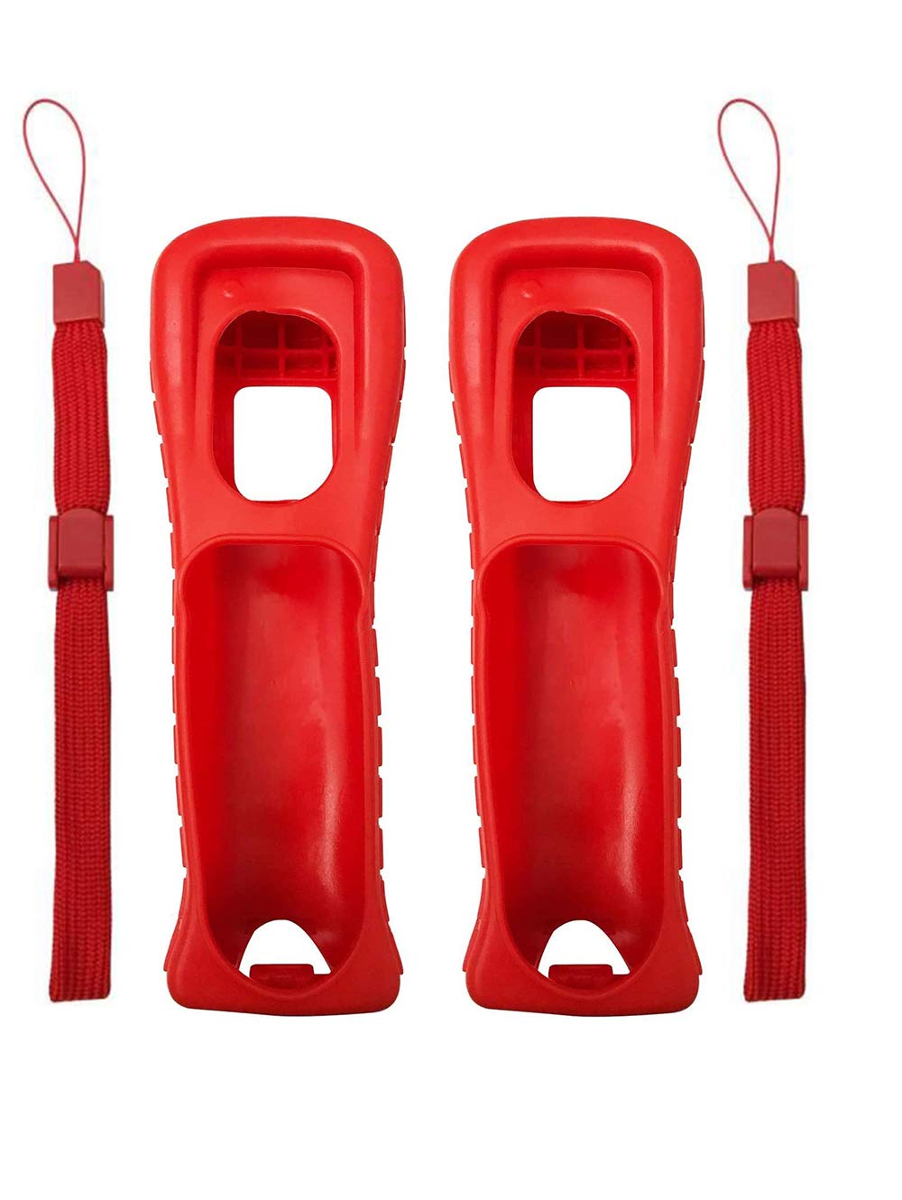 2 Pack Red Silicone Skin Cover Case with Wrist Strap for Nintendo Wii Remote Controller - Protective Grip for Gaming, Party Play & Family Entertainment