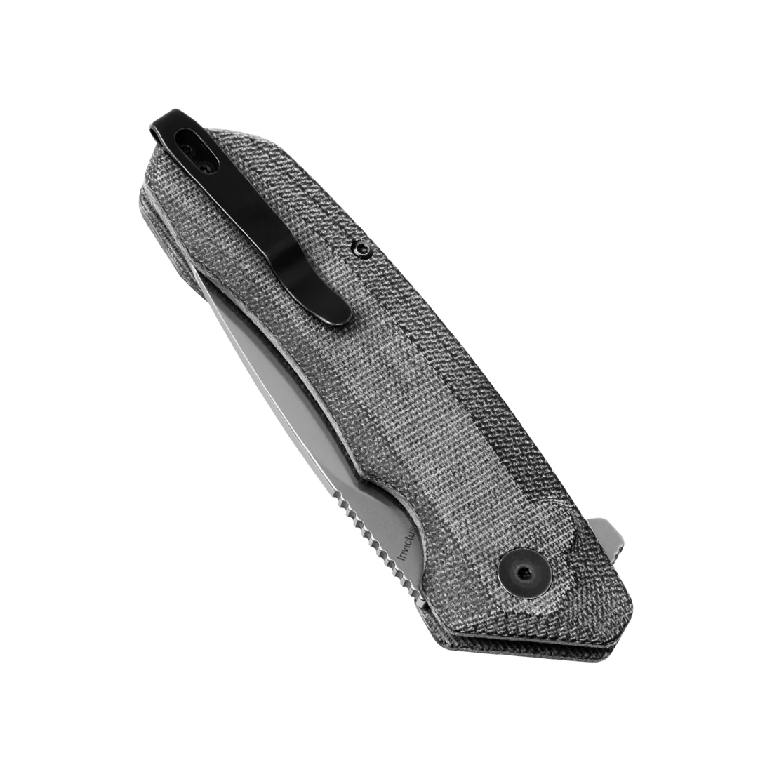 Kizer V3602C1 Vanguard Invictus Button Lock Folding Knife - Stonewashed Blade & Black Micarta Handles - EDC, Outdoor, Camping, Survival Gear