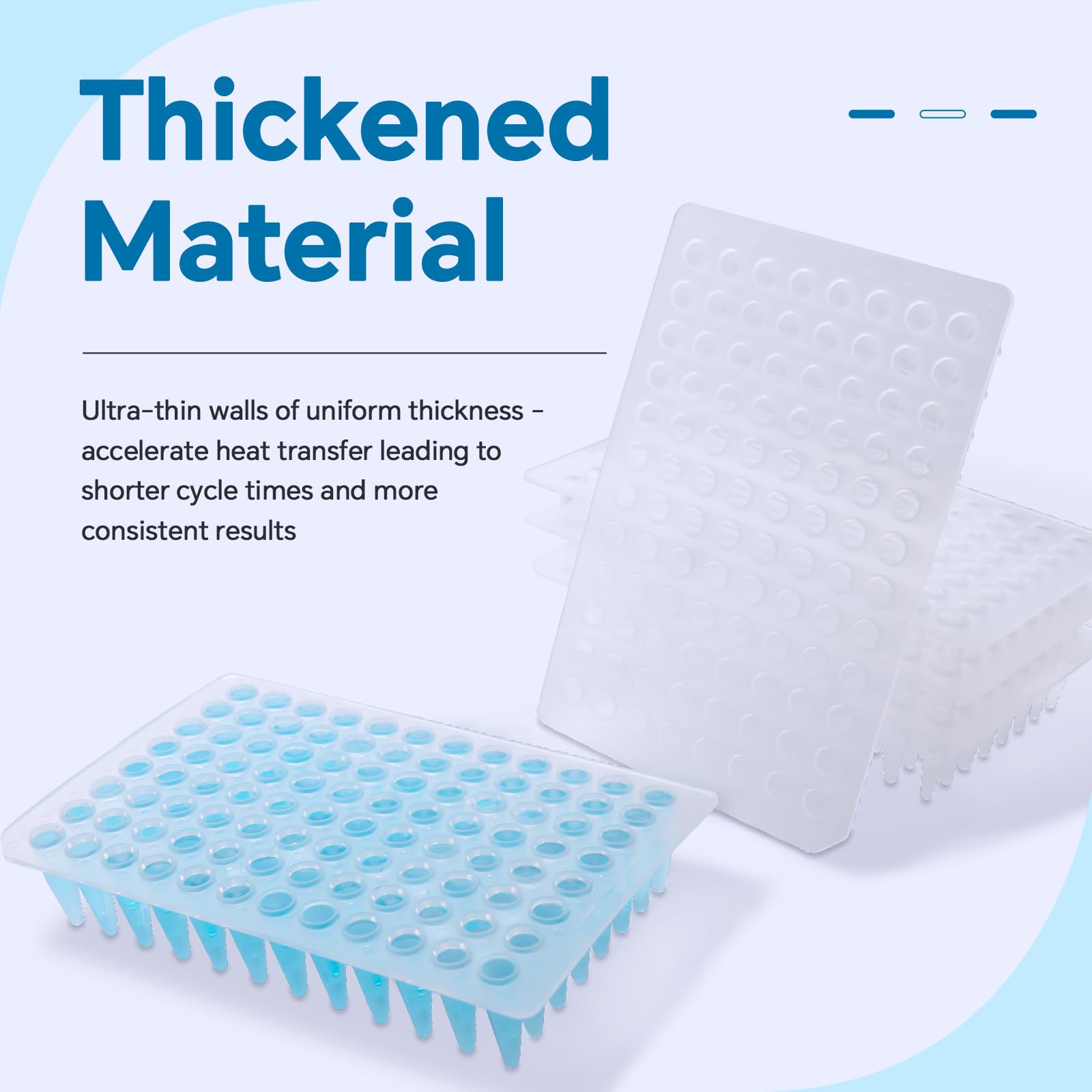 0.2ml 96-Well PCR Plates - Non-Skirted, Clear Polypropylene, Ultra-Thin Wall, DNase/RNase Free (Pack of 100) - Ideal for PCR, qPCR, and Molecular Biology Experiments