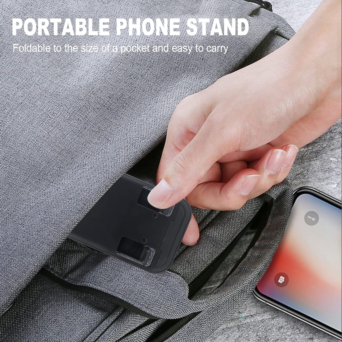 Adjustable Folding Cell Phone Stand for Desk - Height & Angle Adjustable Phone Holder - Universal Compatibility with All Smartphones & Tablets - Perfect for Work, Study & Video Calls - Black