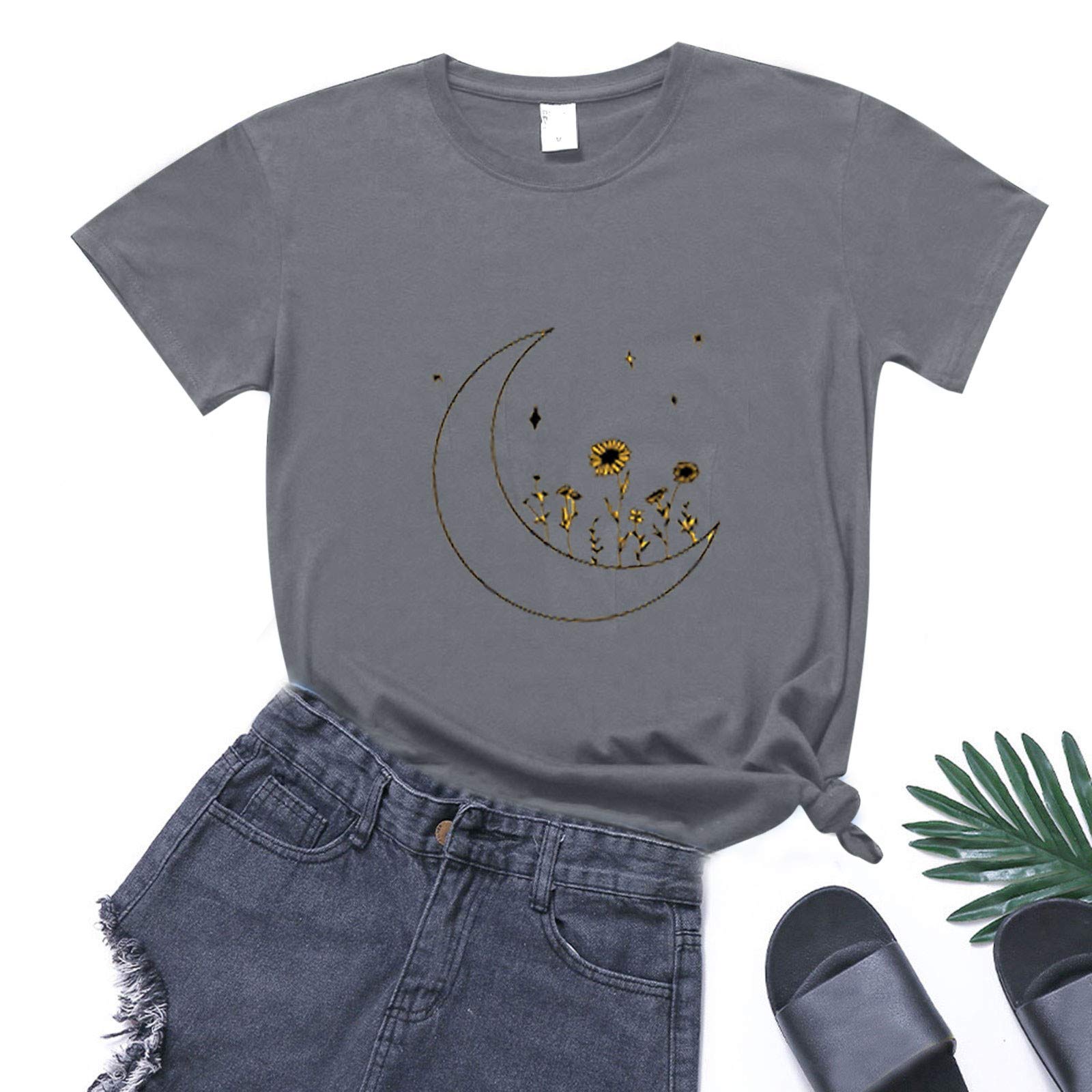Women's Slim Fit Short Sleeve T-Shirt - O-Neck Printed Casual Top for Plus Size - Summer Blouse for Girls & Women | Perfect for Daily Wear, Outings & Vacation