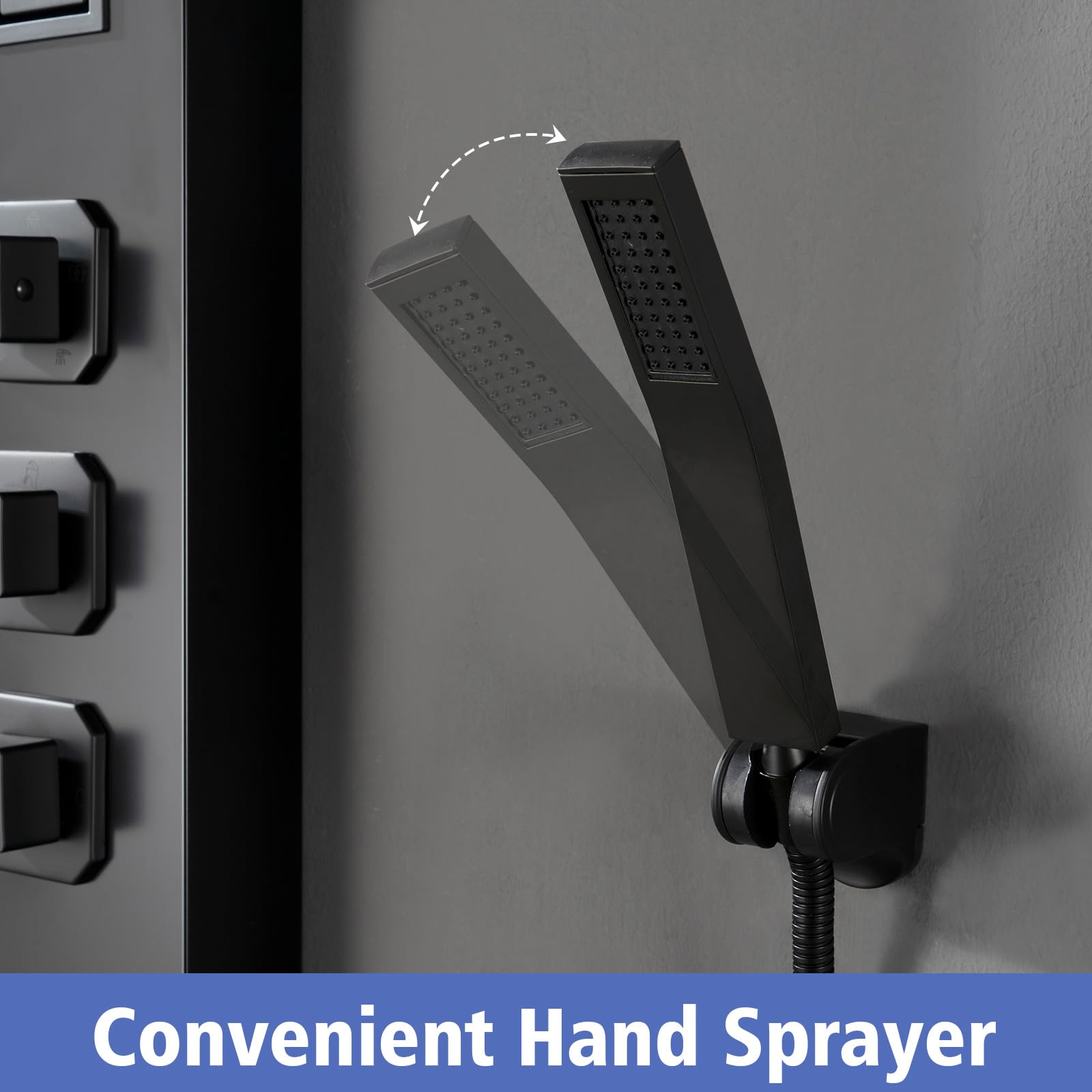 BWE Stainless Steel Shower Panel System - Rainfall Shower Head with 4 Massage Body Jets & Handheld Sprayer - Wall Mount Multi-Function Bathroom Shower Set for Spa-Like Experience at Home