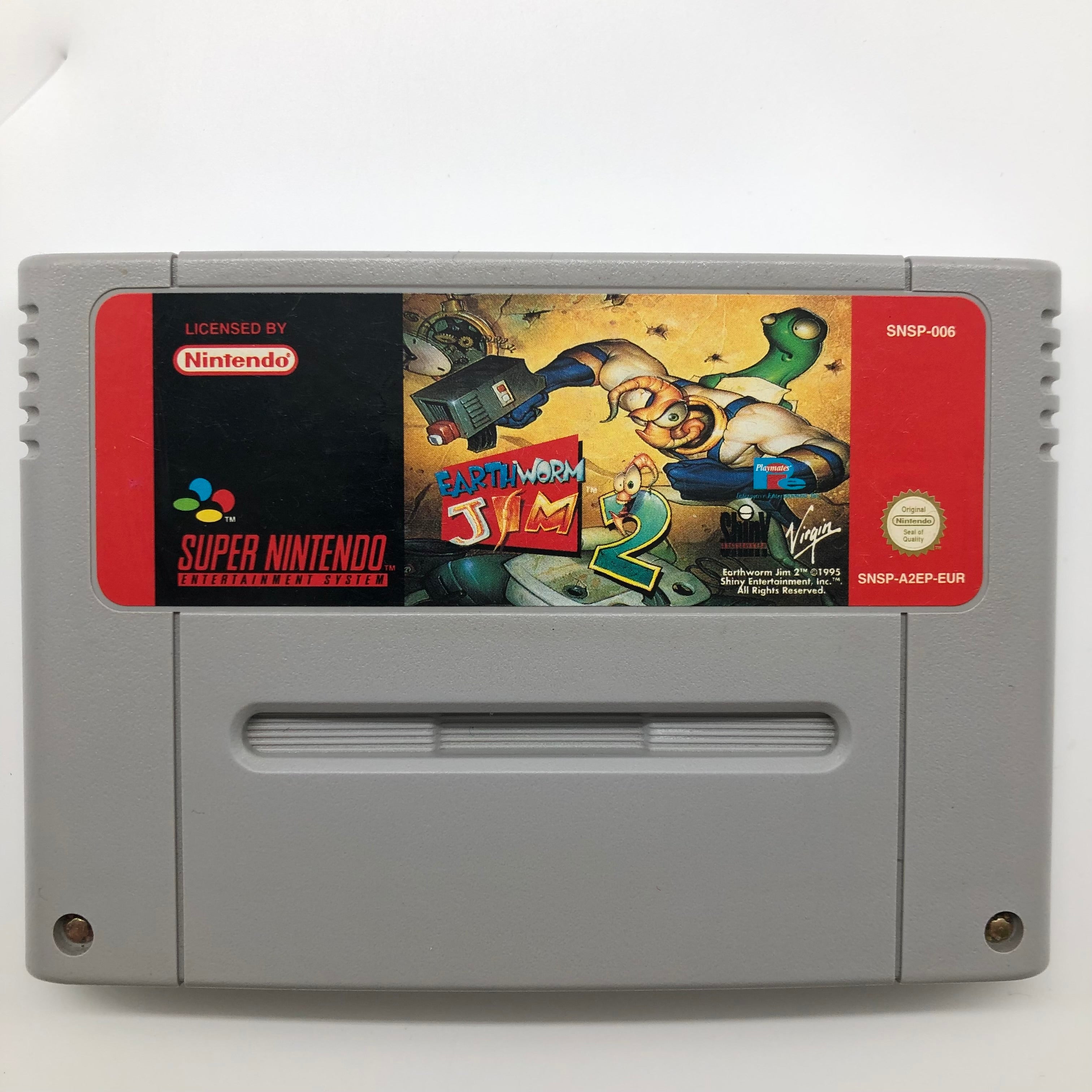 Earth Worm Jim 2 Super Nintendo SNES Game Cartridge - Classic 90s Platformer Game for Retro Gaming Enthusiasts (PAL Version) | Perfect for Nostalgic Gaming Nights & Collector's Display
