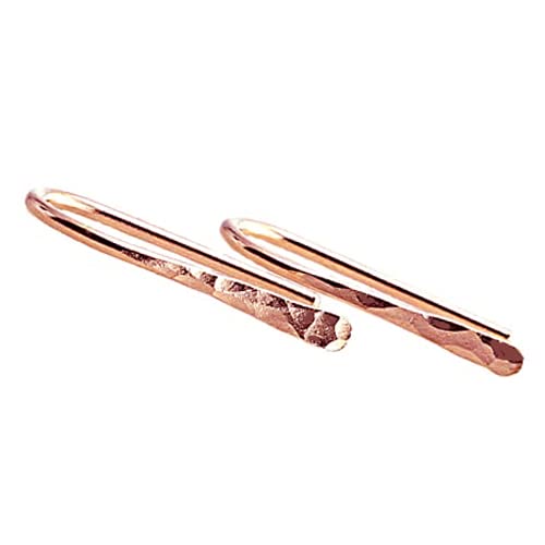 Lightweight Teardrop Hoop Earrings for Women - 14K Rose Gold Filled Small Oval Pull Through Piercing Earrings (20 Gauge, Hammered Finish) - Perfect for Everyday Wear, Date Nights & Gift Giving