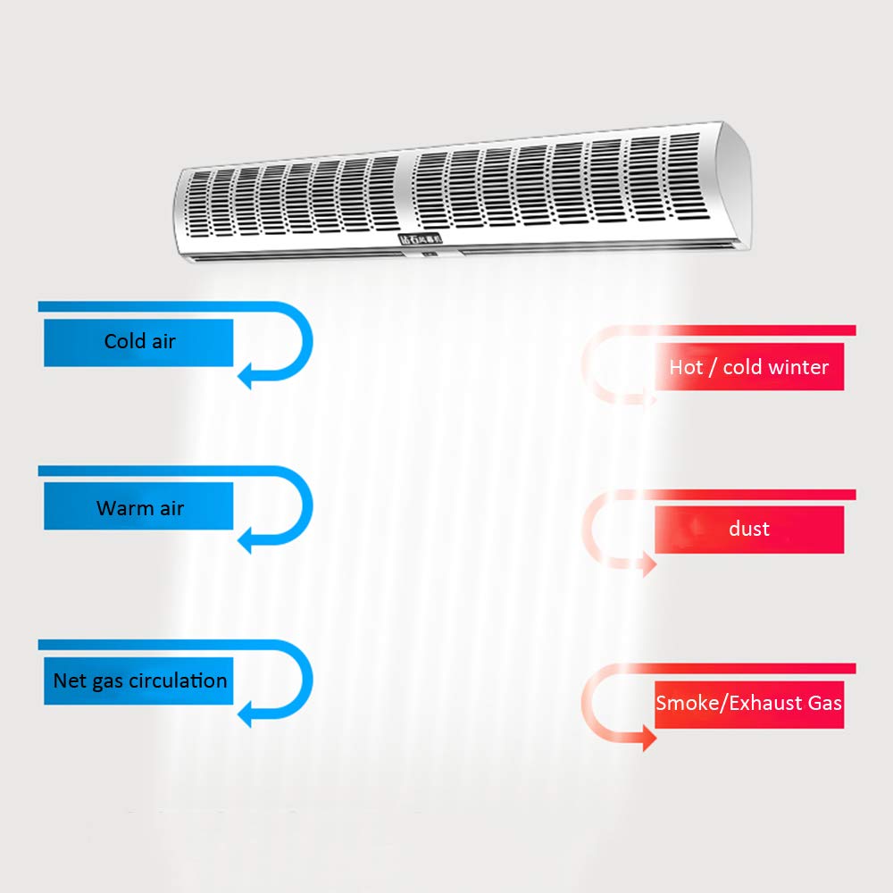 Commercial High Air Volume Low Noise Two-Speed Adjustable Air Curtain with Remote Control & Wind Direction Adjustment - Energy Efficient Solution for Store Entrances, Warehouses & Restaurants