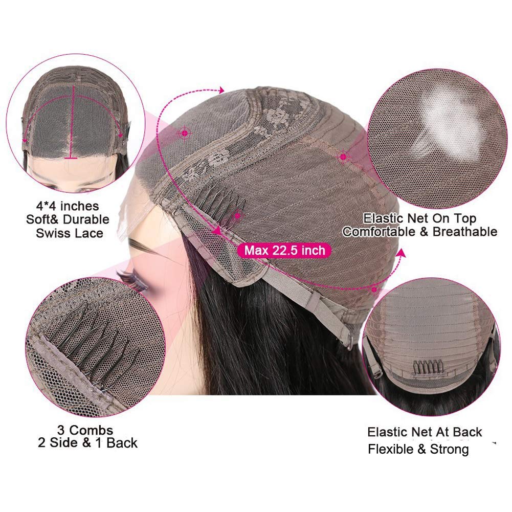 Brazilian Virgin Human Hair Lace Closure Wig 24