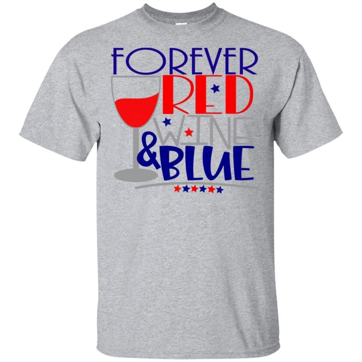 WineyBitches.Co Forever Red Wine and Blue Ultra Soft Cotton T-Shirt | Patriotic American Flag Design | Perfect for 4th of July, BBQ Parties & Casual Wear